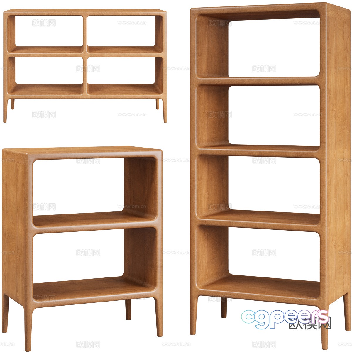 New Chinese style log bookcase side cabinet tea cabinet 3d model New Chinese style log bookcase side cabinet tea cabinet 3d model