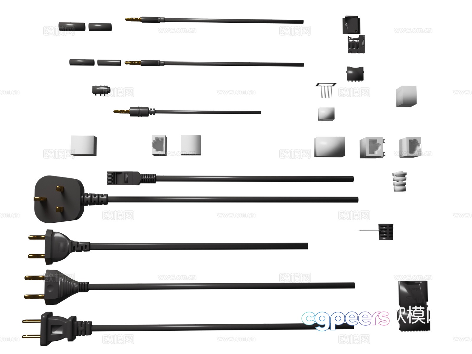 Various interfaces, interface collection, computer interface, network interface, wire interface, audio interface 3D model Various interfaces, interface collection, computer interface, network interface, wire interface, audio interface 3D model
