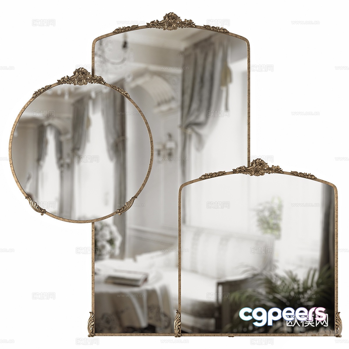 French light luxury decorative mirror 3d model French light luxury decorative mirror 3d model