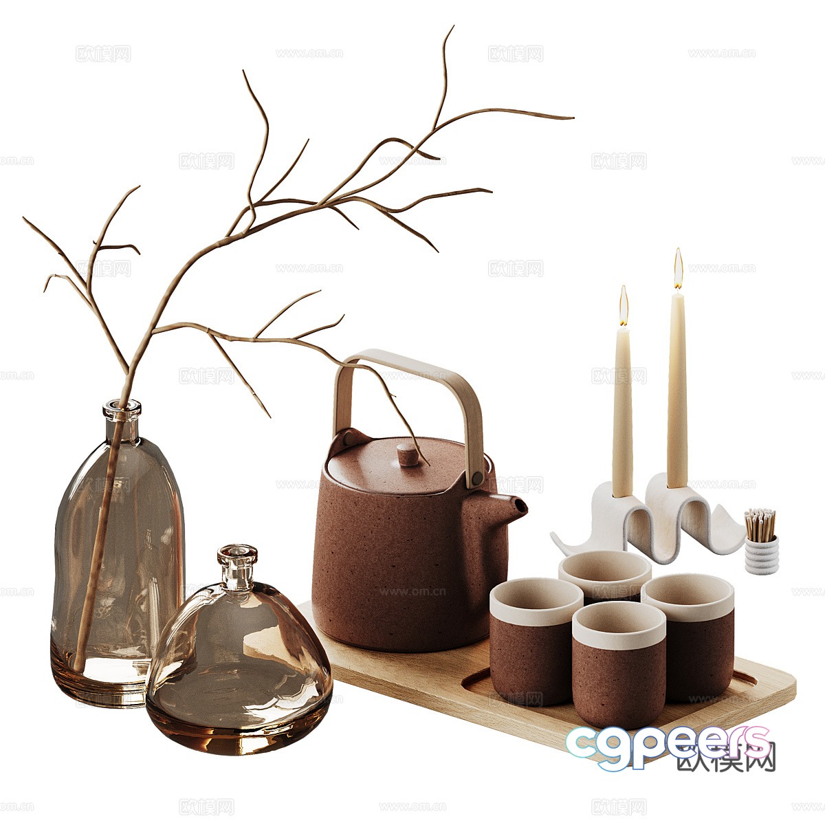 New Chinese tea set combination 3D model New Chinese tea set combination 3D model