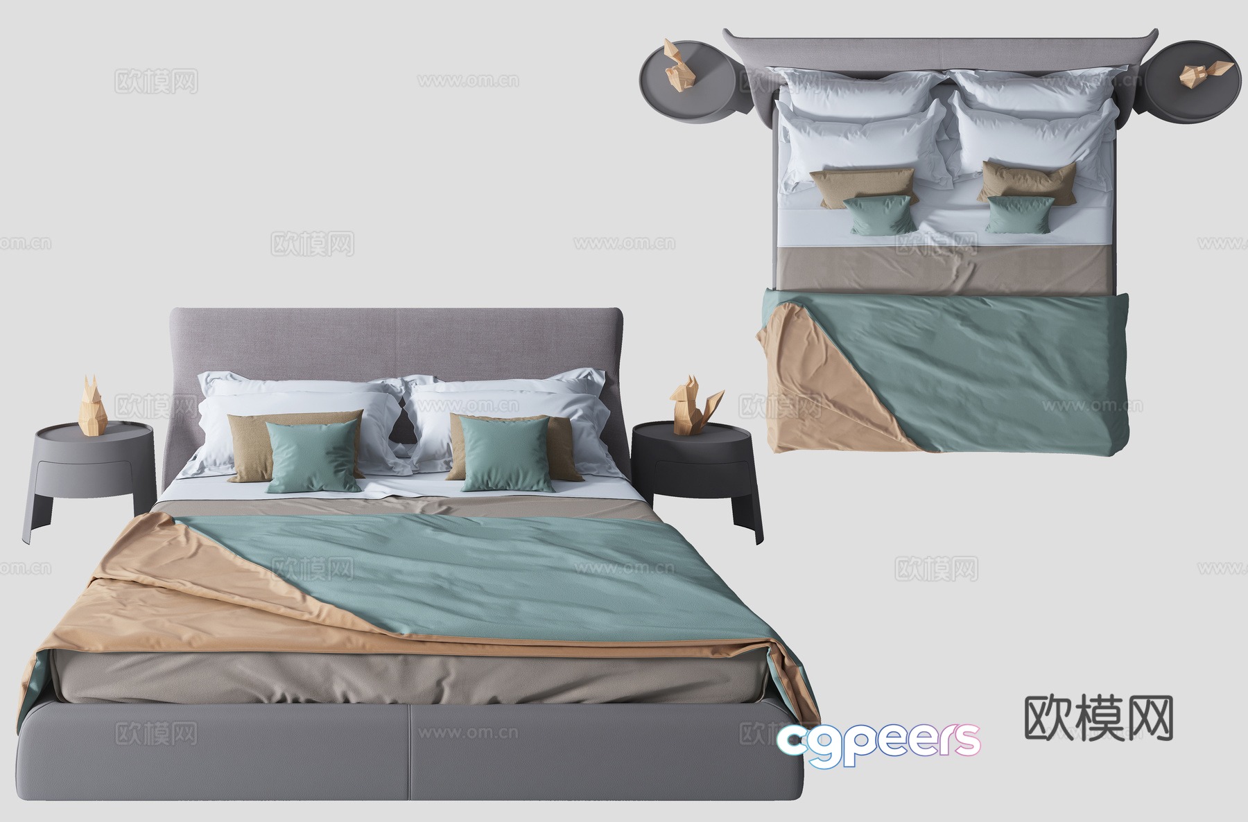 Modern style bed model combination 3d model Modern style bed model combination 3d model