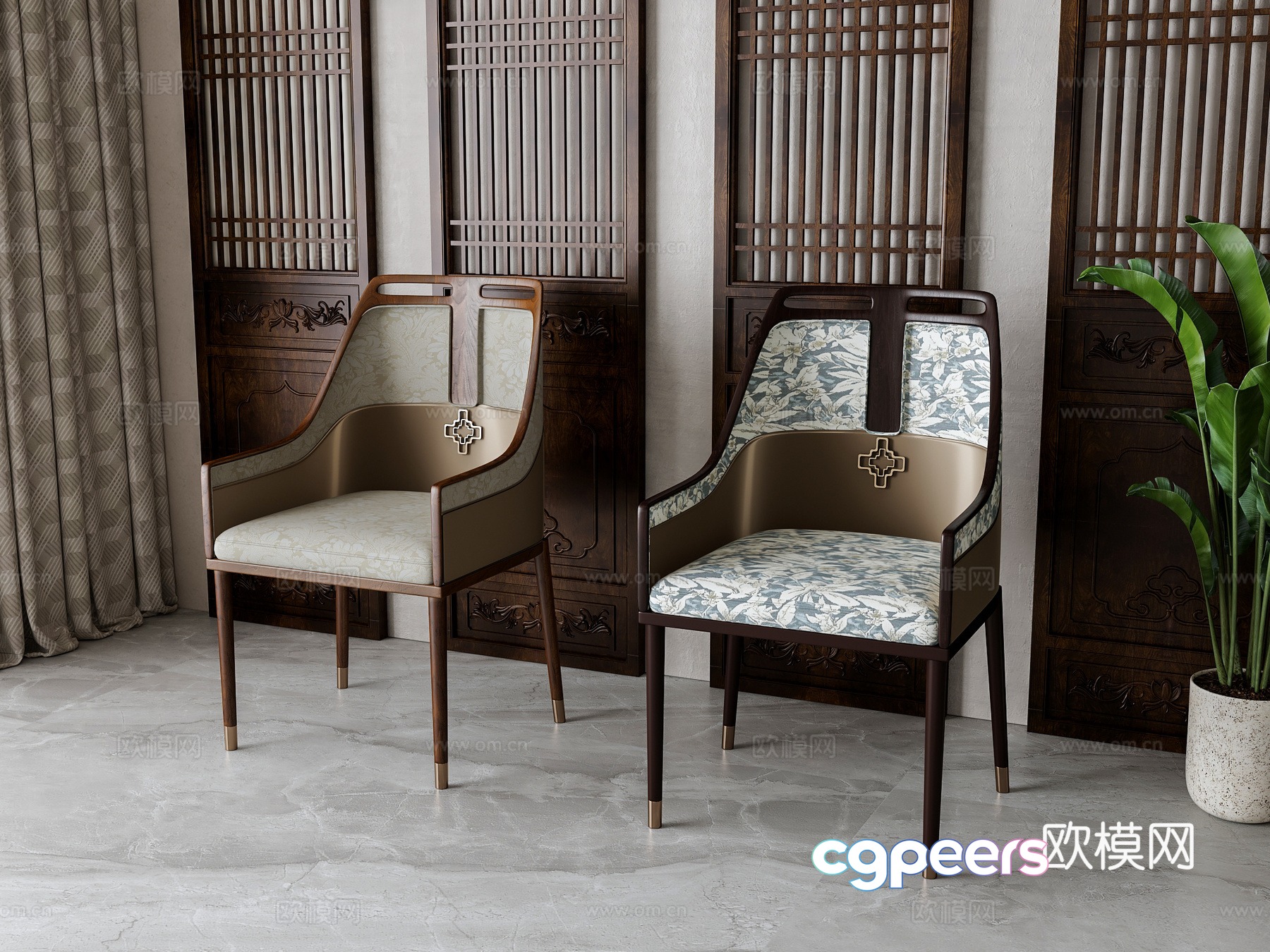 New Chinese dining chair 3D model New Chinese dining chair 3D model