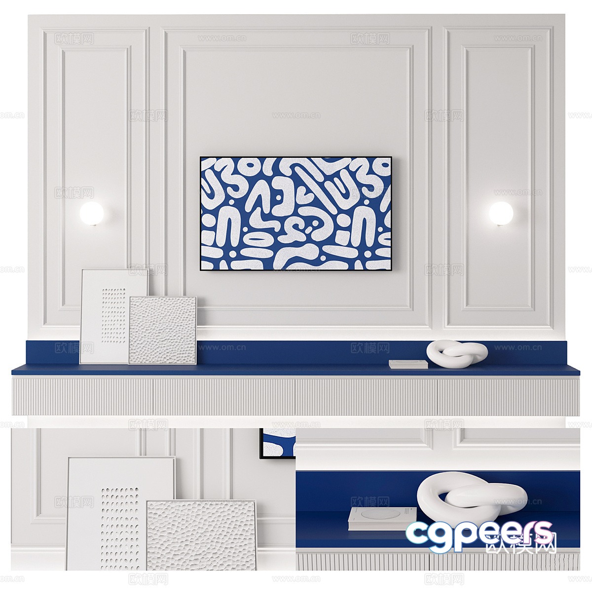 Modern Italian minimalist TV background wall 3d model Modern Italian minimalist TV background wall 3d model