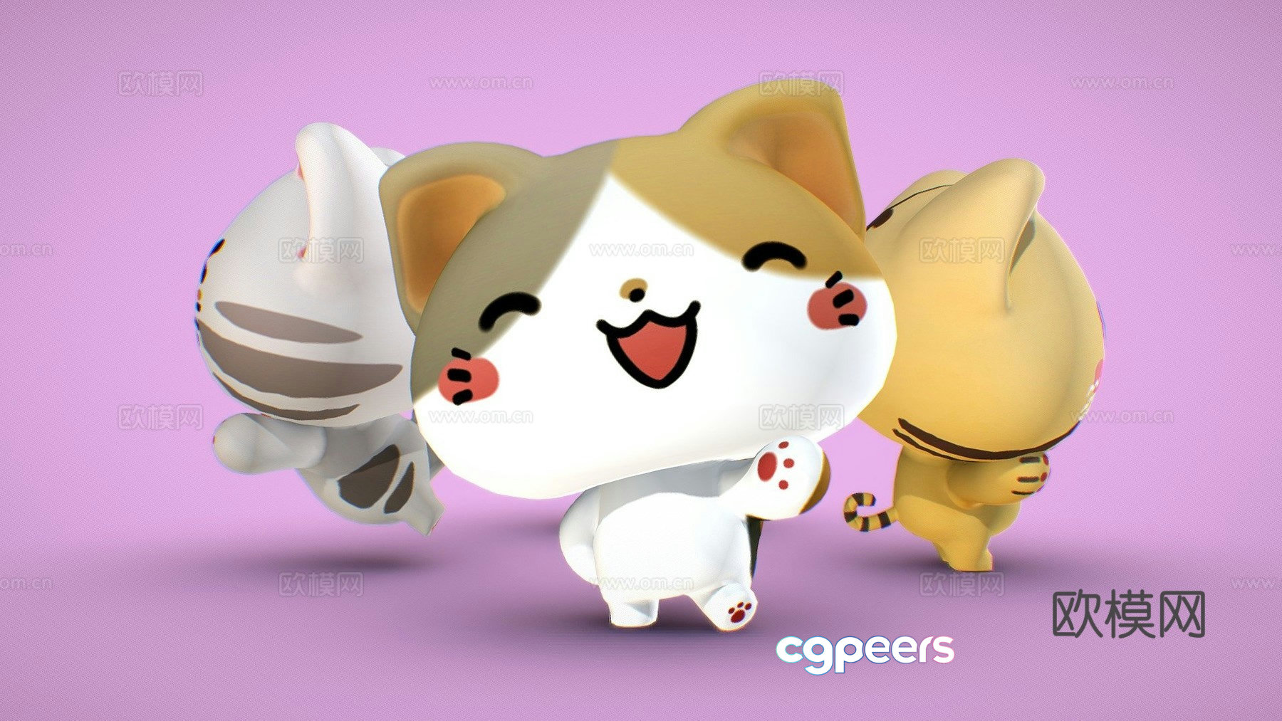 Cat-rigged and posed 3d model Cat-rigged and posed 3d model