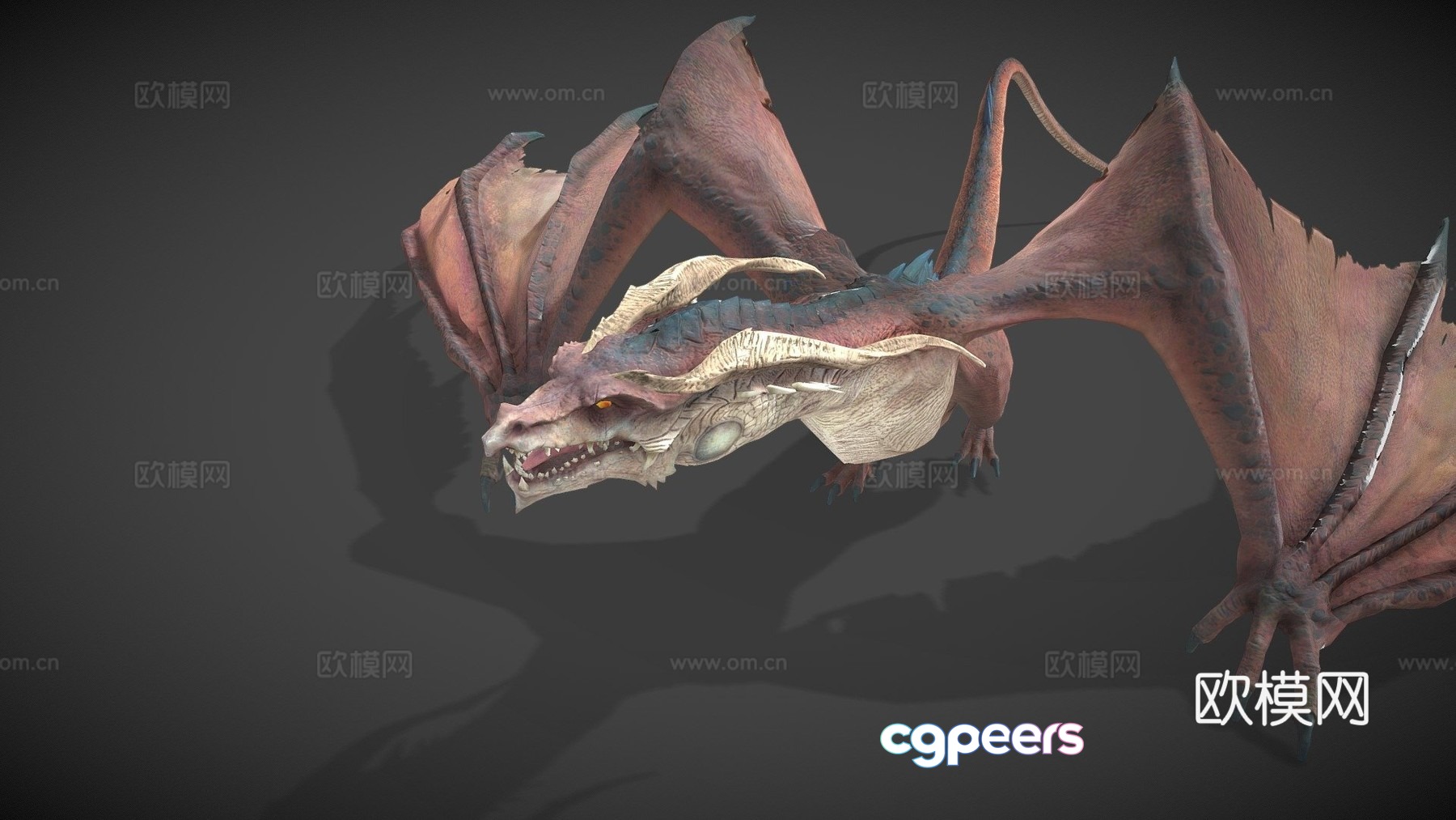 Slow motion loop animated dragon running 3d model Slow motion loop animated dragon running 3d model