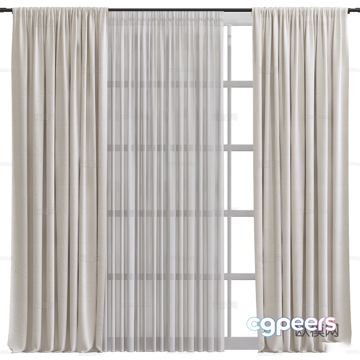Modern cream style fabric curtain 3d model Modern cream style fabric curtain 3d model