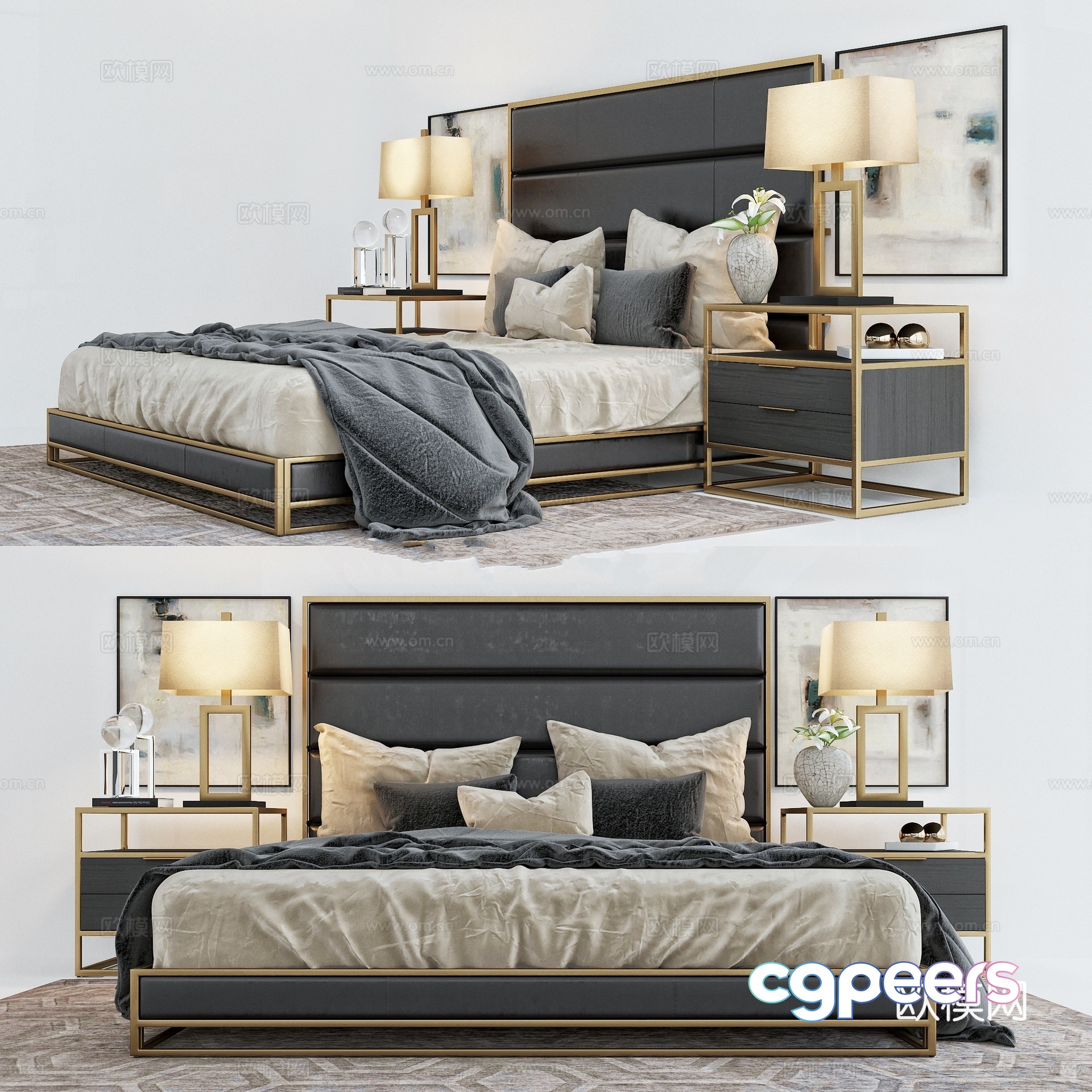 Postmodern double bed 3d model Postmodern double bed 3d model