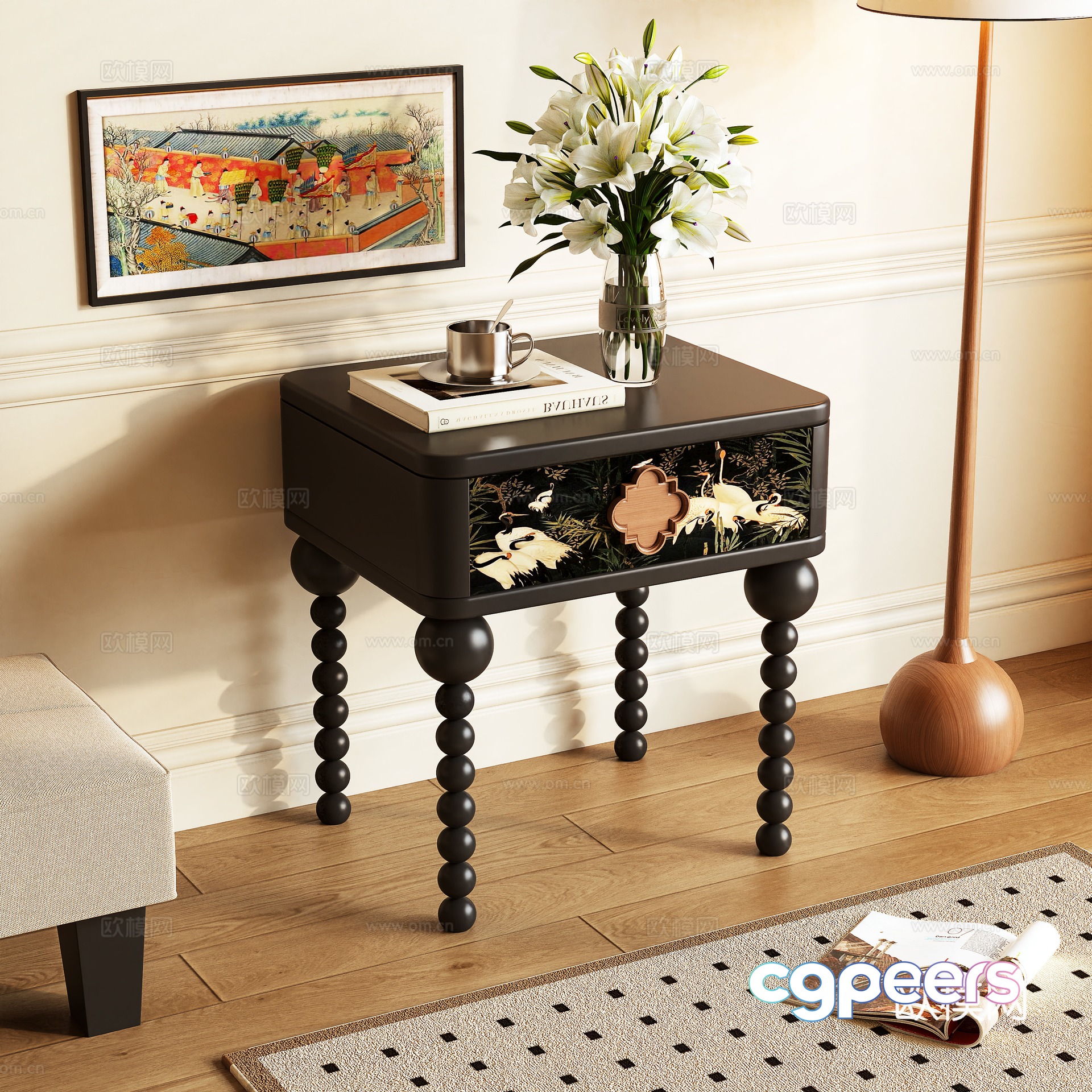 Middle-aged bedside table side cabinet 3d model 3d model Middle-aged bedside table side cabinet 3d model 3d model
