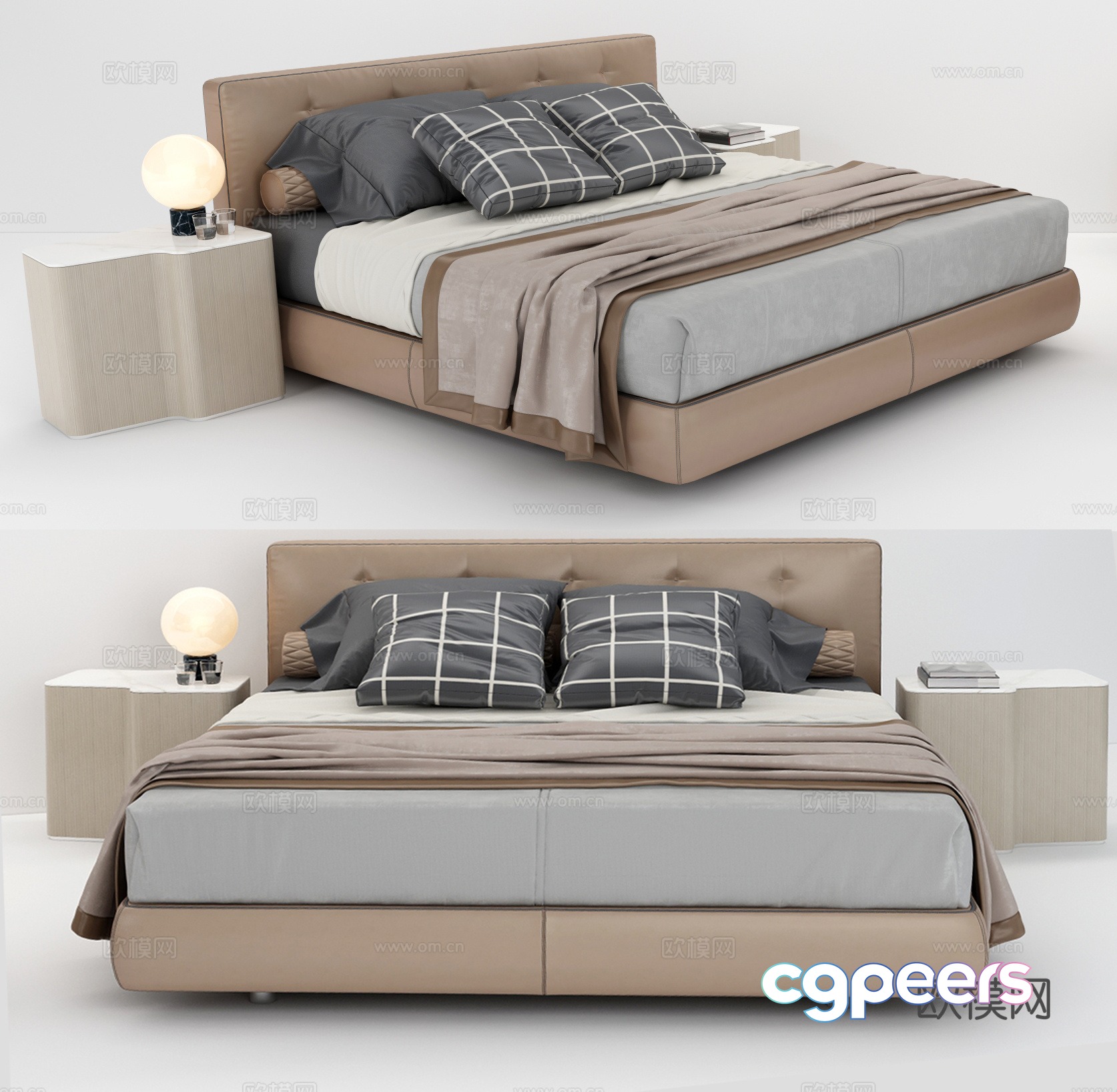 Modern double bed 3d model Modern double bed 3d model