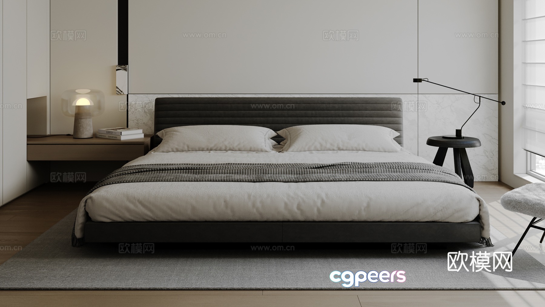 Modern double bed 3d model Modern double bed 3d model