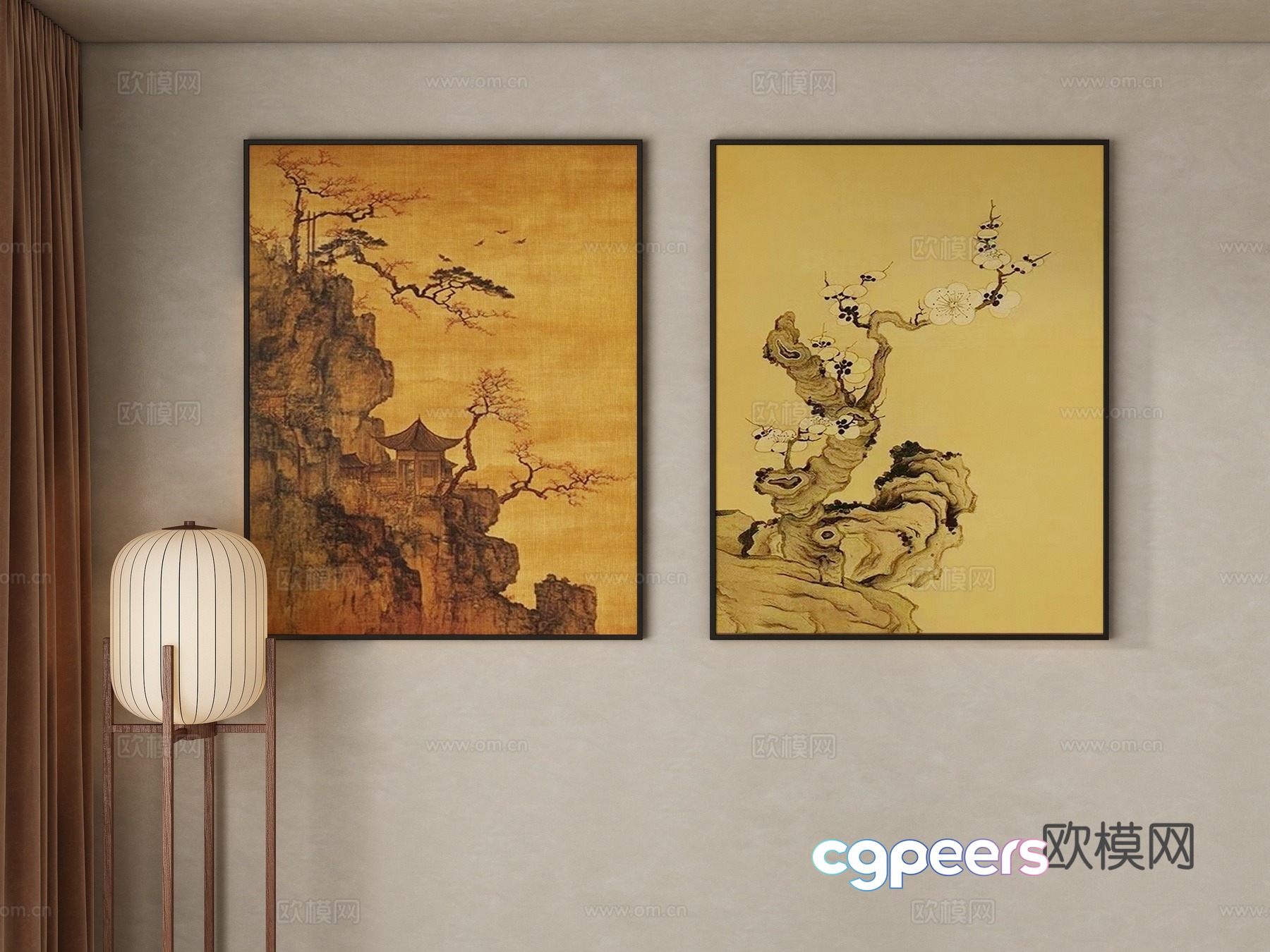 Song style new Chinese style decorative painting hanging painting 3D model Song style new Chinese style decorative painting hanging painting 3D model