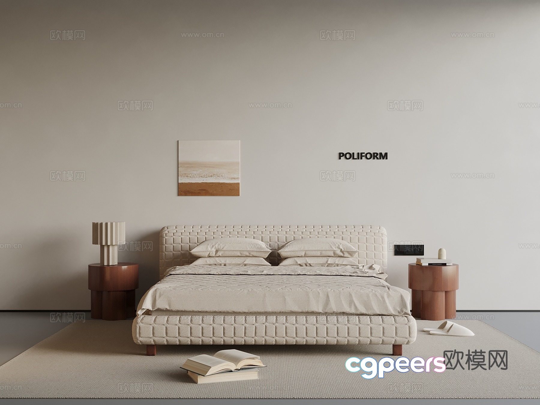 Middle-aged double bed 3D model Middle-aged double bed 3D model