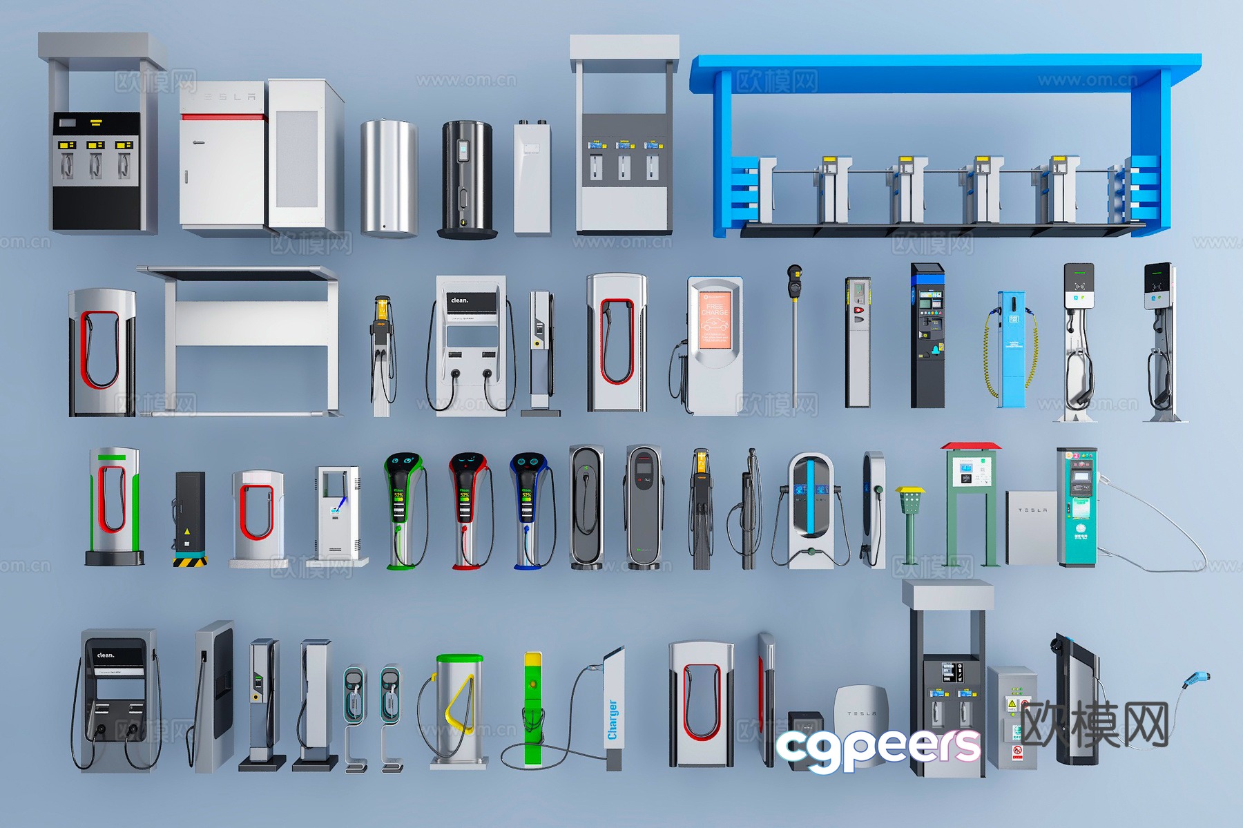 Charging pile gas station, Tesla charging pile, intelligent shared charging station, new energy vehicle charging pile 3D model Charging pile gas station, Tesla charging pile, intelligent shared charging station, new energy vehicle charging pile 3D model