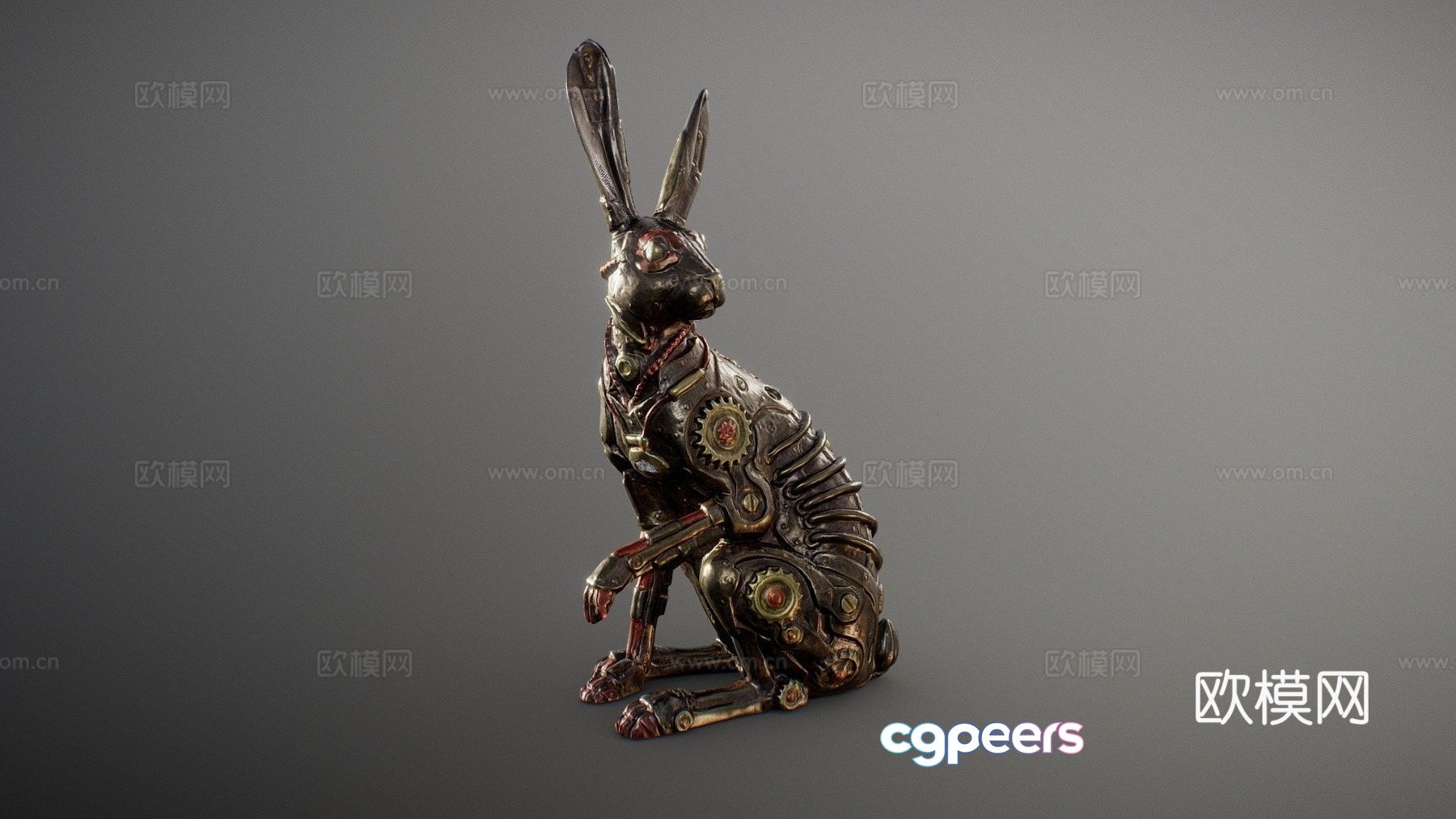 Steampunk rabbit statue 3d model Steampunk rabbit statue 3d model