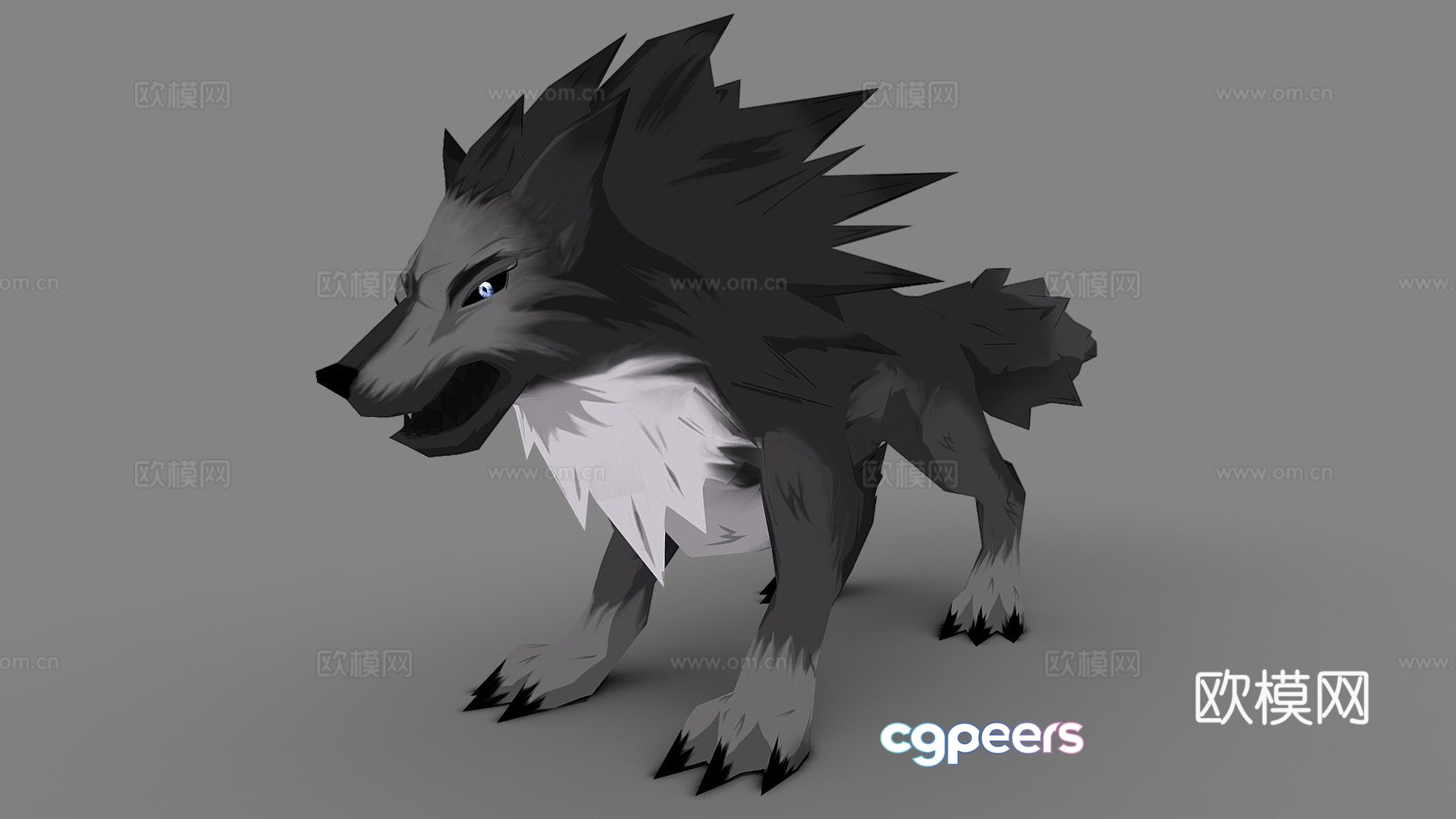 Anime wolf low polygon 3d model Anime wolf low polygon 3d model