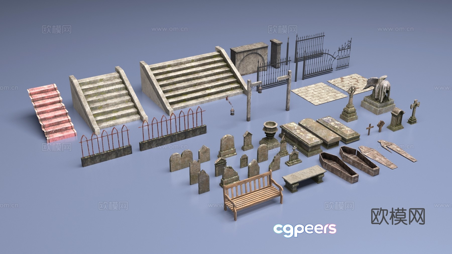 Cemetery environment items 3d model Cemetery environment items 3d model