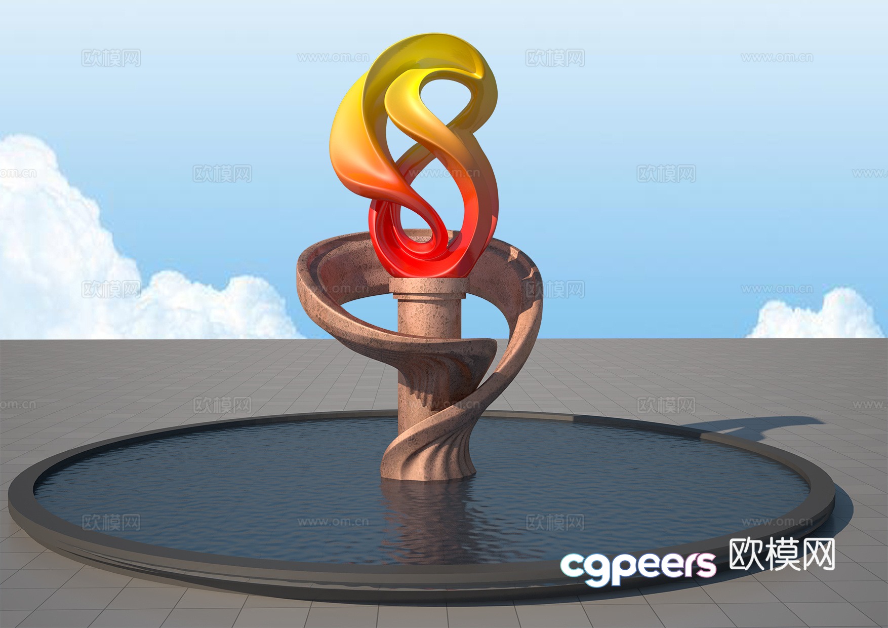 Modern torch sculpture 3d model Modern torch sculpture 3d model