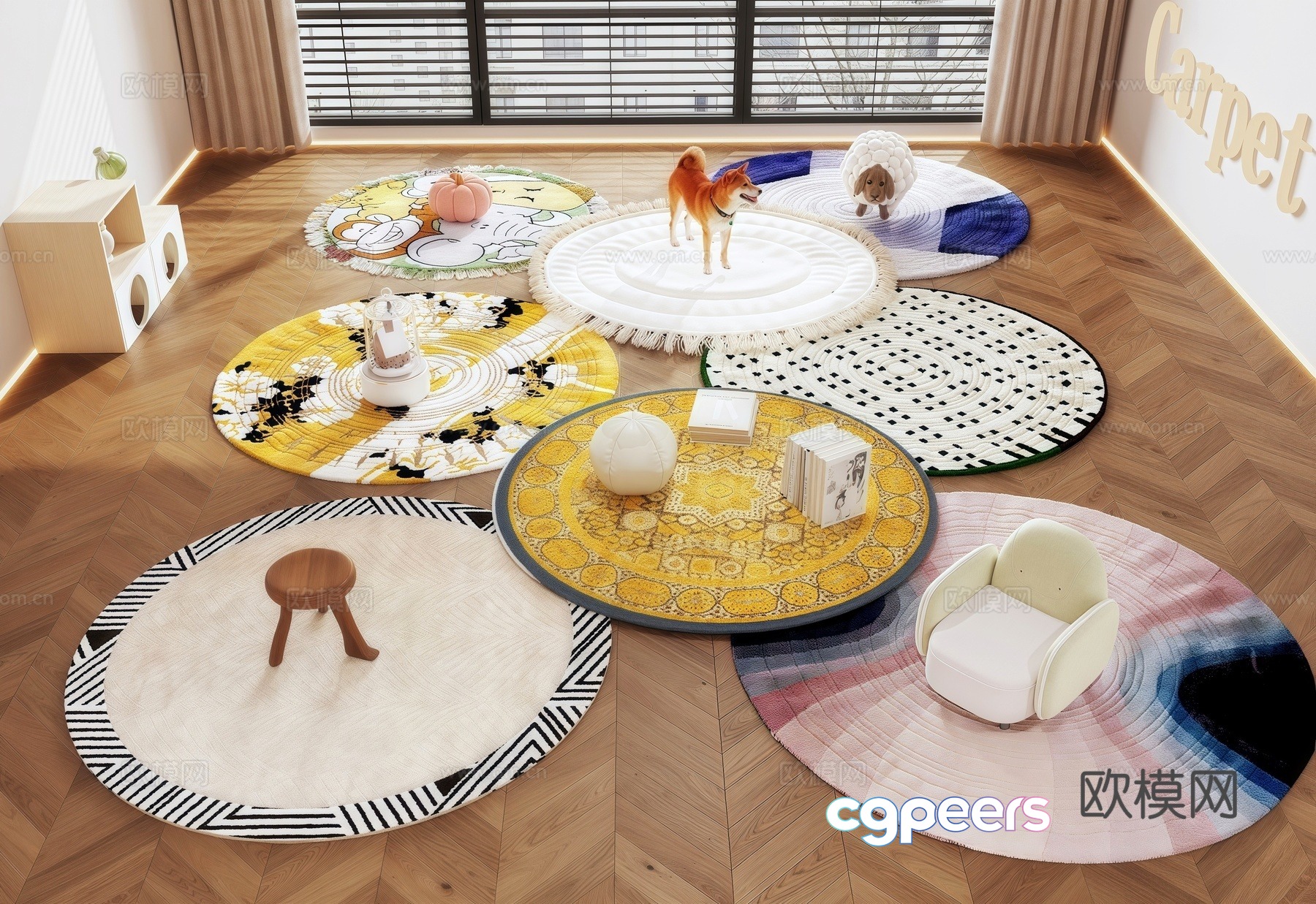 Modern Wasabi Round Carpet 3D Model Modern Wasabi Round Carpet 3D Model
