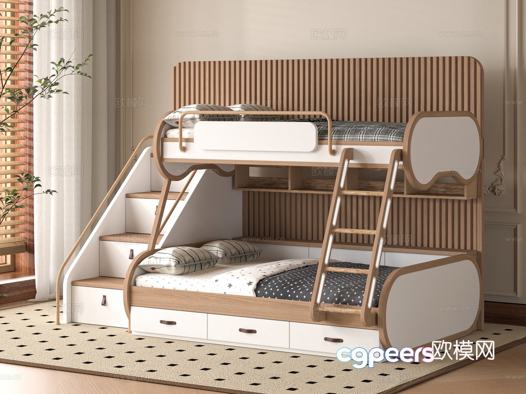 Modern 3D model on and off bed Modern 3D model on and off bed