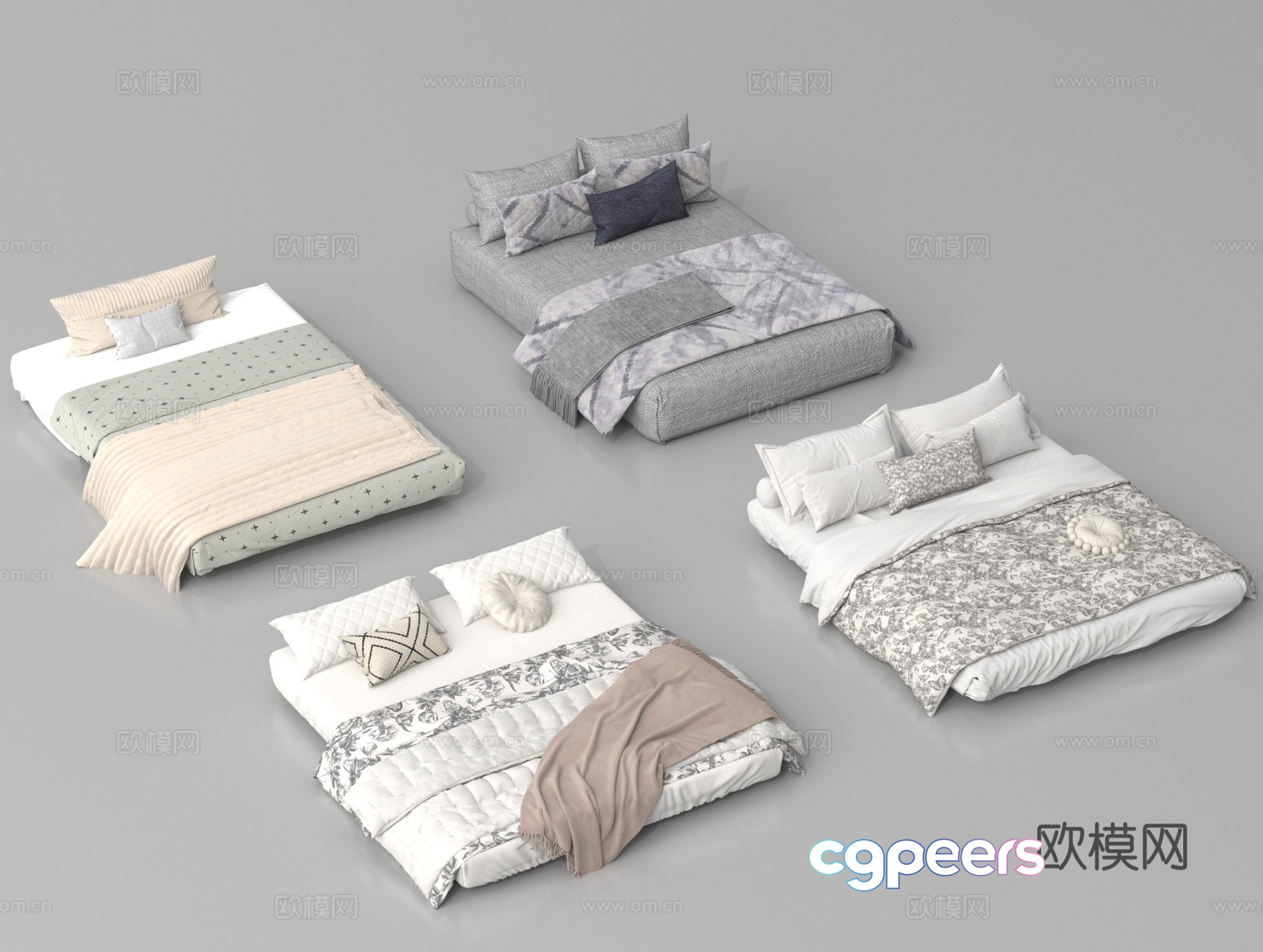Double bed Tatami bed Bedding 3D model Double bed Tatami bed Bedding 3D model