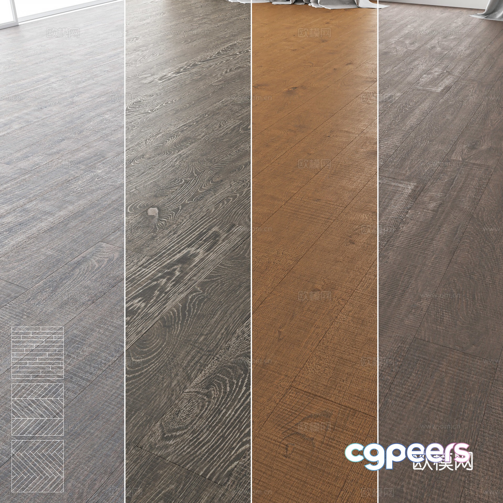 New Chinese wooden floor material 3D model New Chinese wooden floor material 3D model