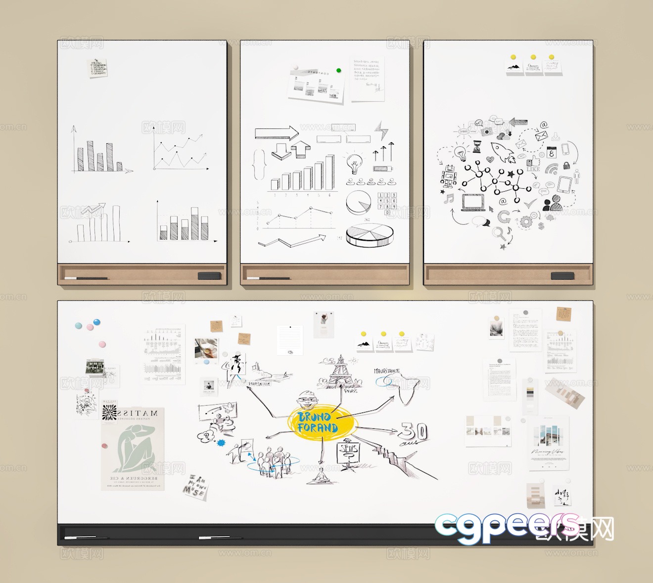 Whiteboard 3D model Whiteboard 3D model