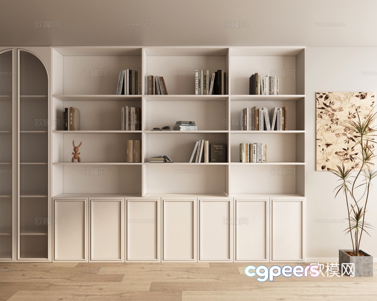 French bookcase solid wood bookcase book ornament 3D model French bookcase solid wood bookcase book ornament 3D model