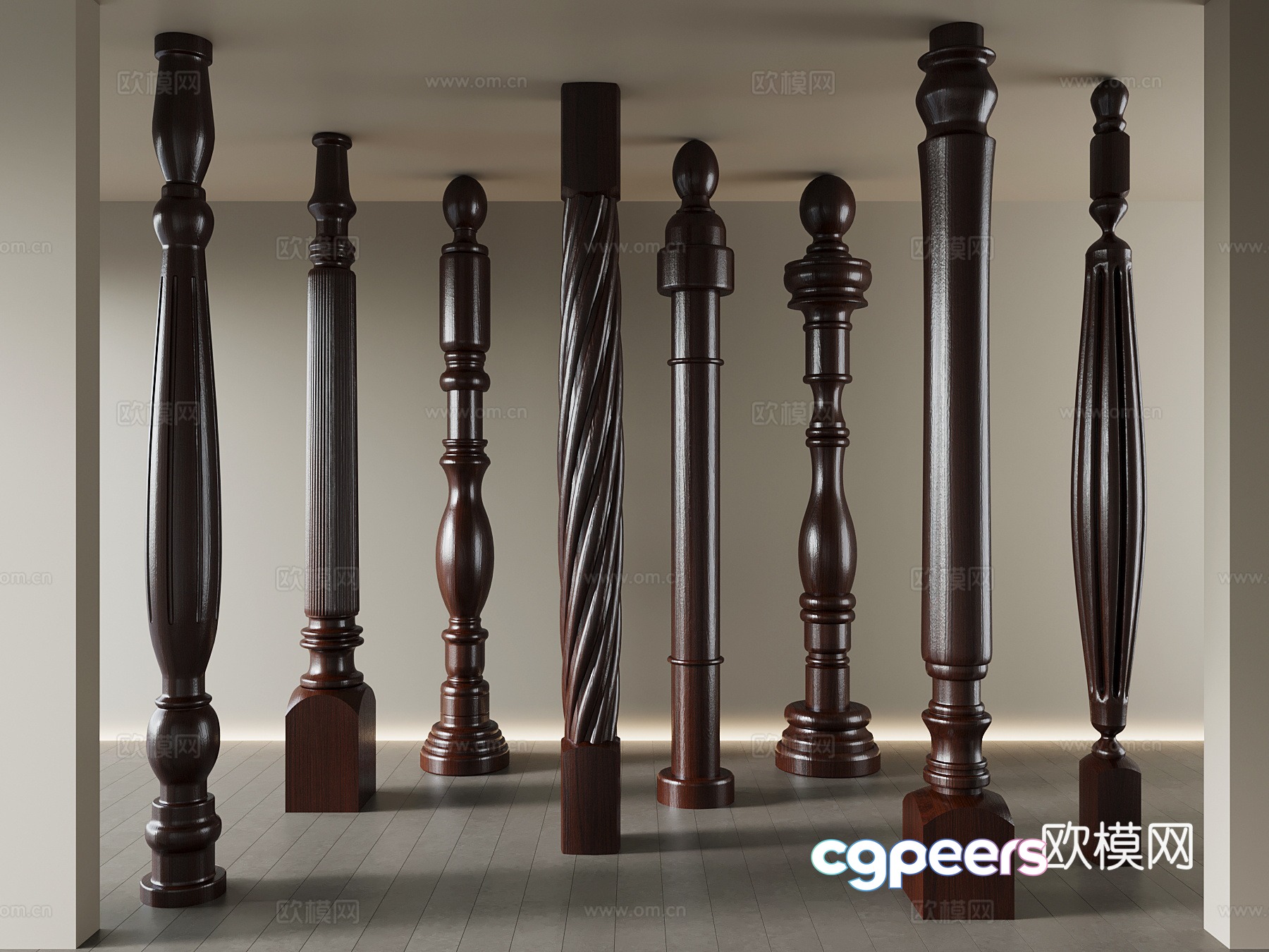 Column American railing 3d model Column American railing 3d model