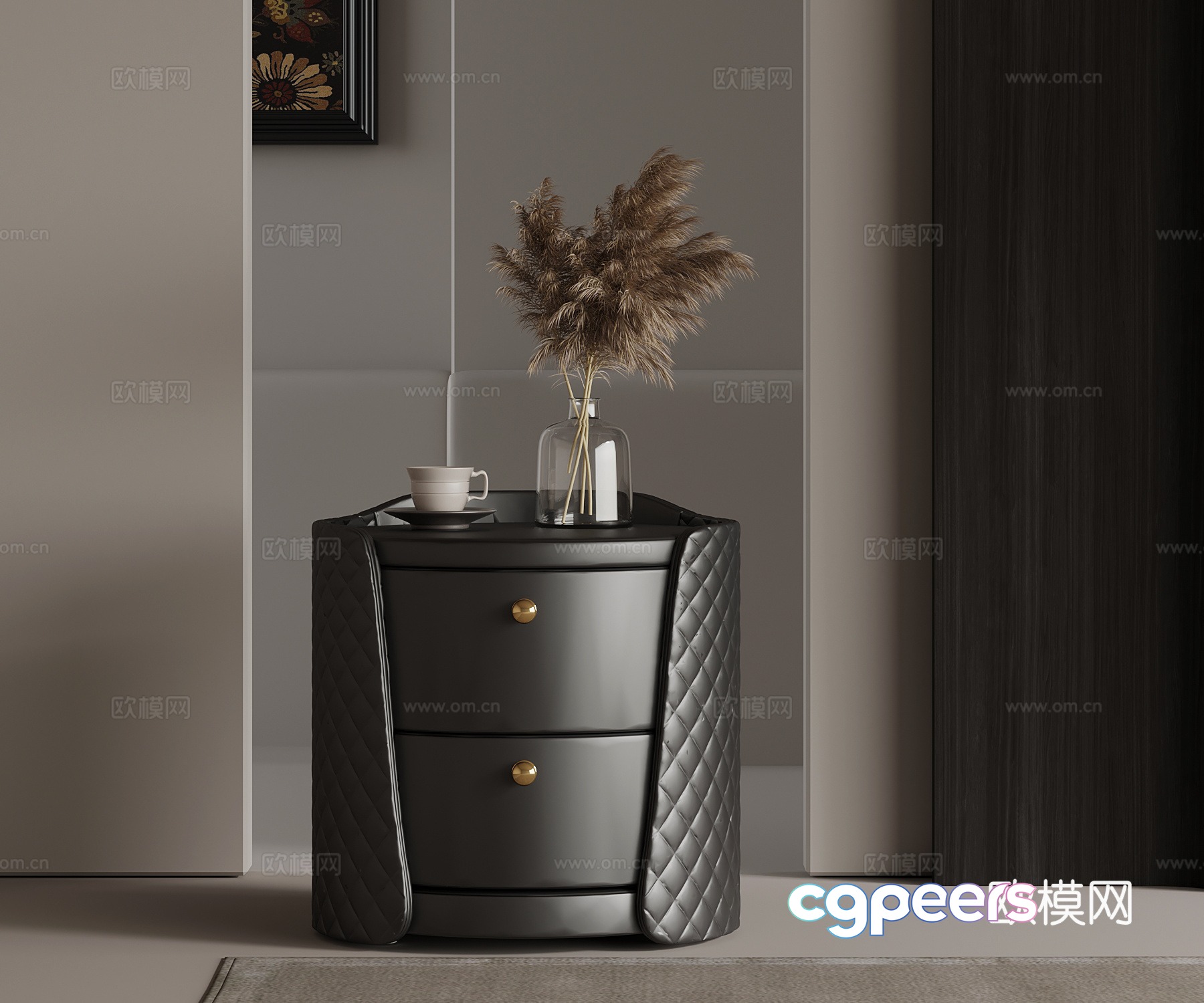 French bedside table decorative ornaments 3D model French bedside table decorative ornaments 3D model