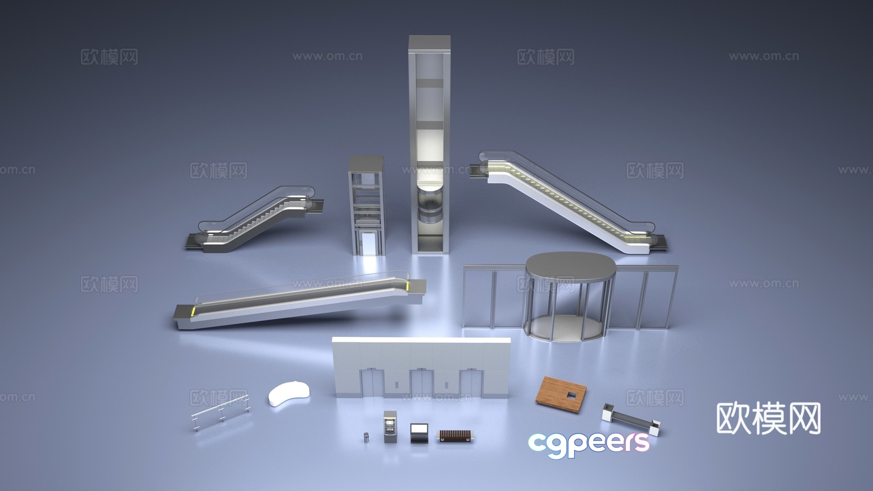 Elevator escalator public facilities 3d model