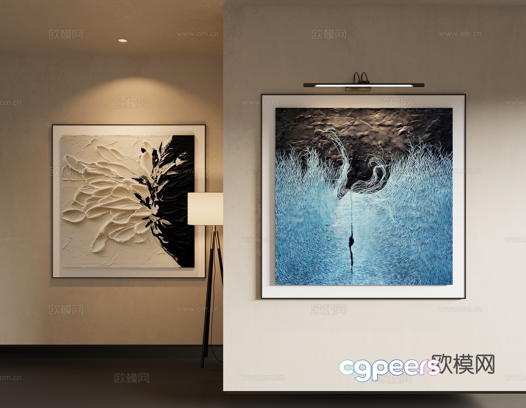 Modern Italian abstract hanging painting 3d model Modern Italian abstract hanging painting 3d model