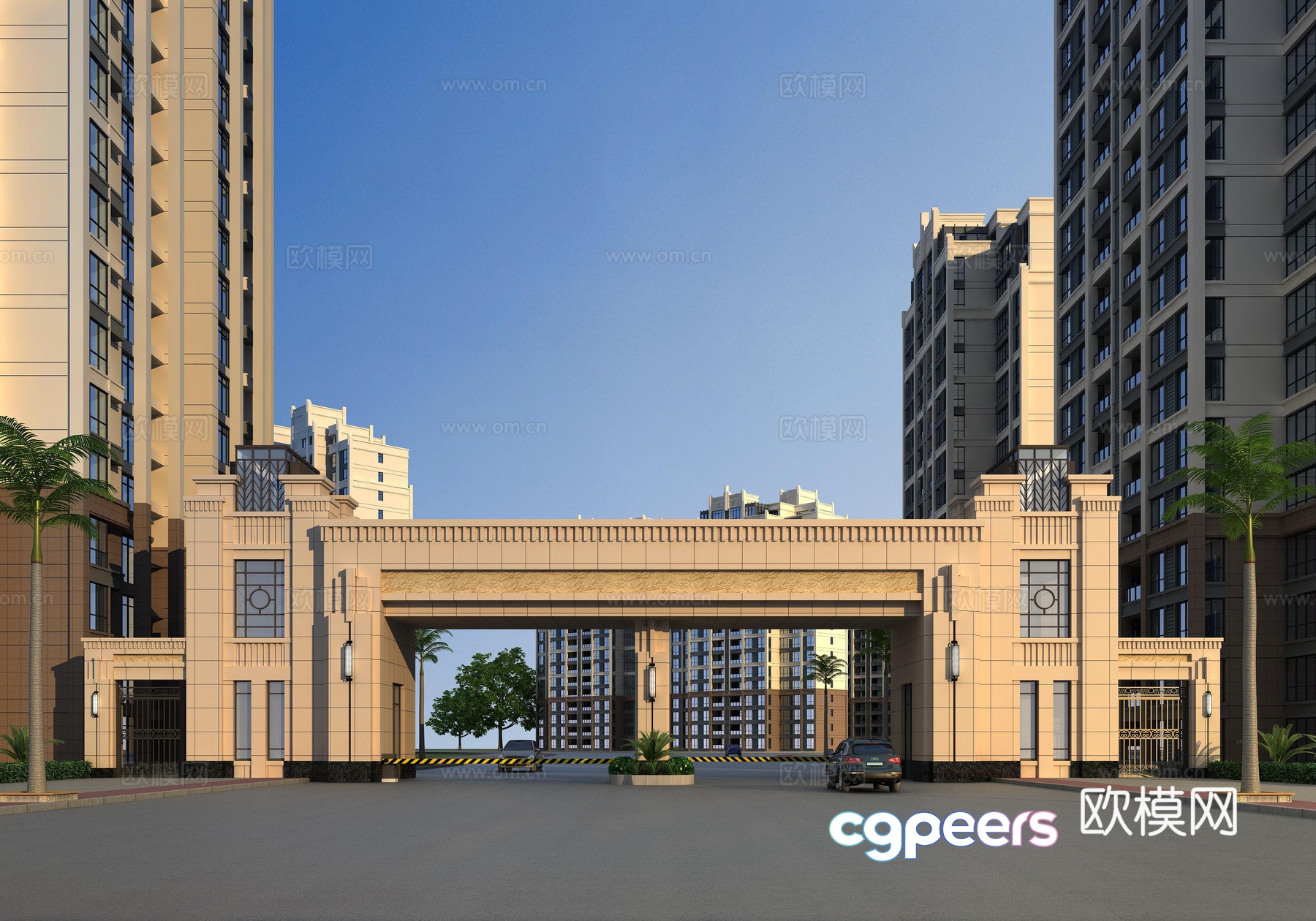 European simple community entrance 3D model European simple community entrance 3D model