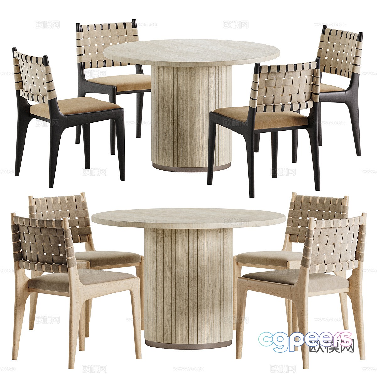 New Chinese style Wavia round dining table and chair 3D model New Chinese style Wavia round dining table and chair 3D model