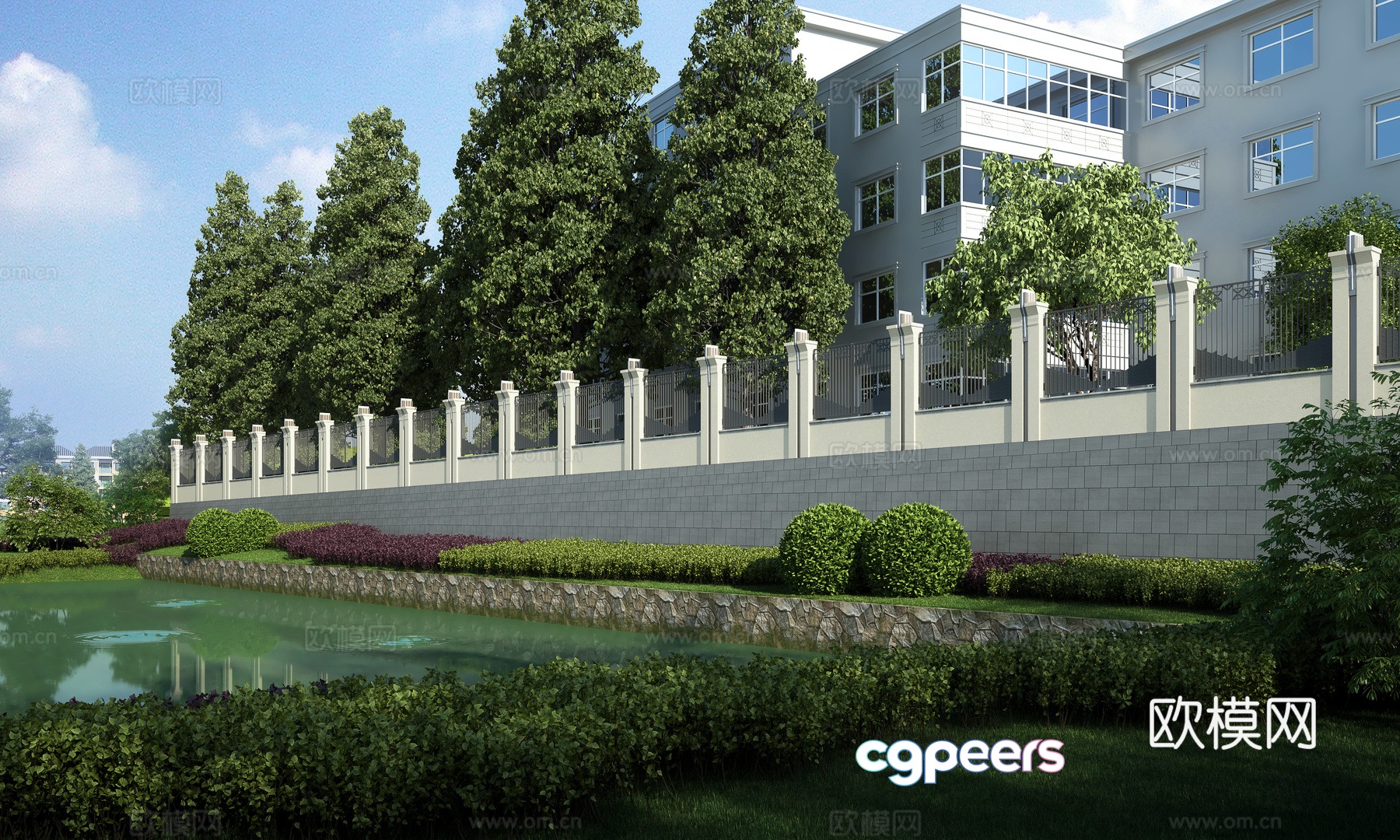 Fence river view 3d model Fence river view 3d model