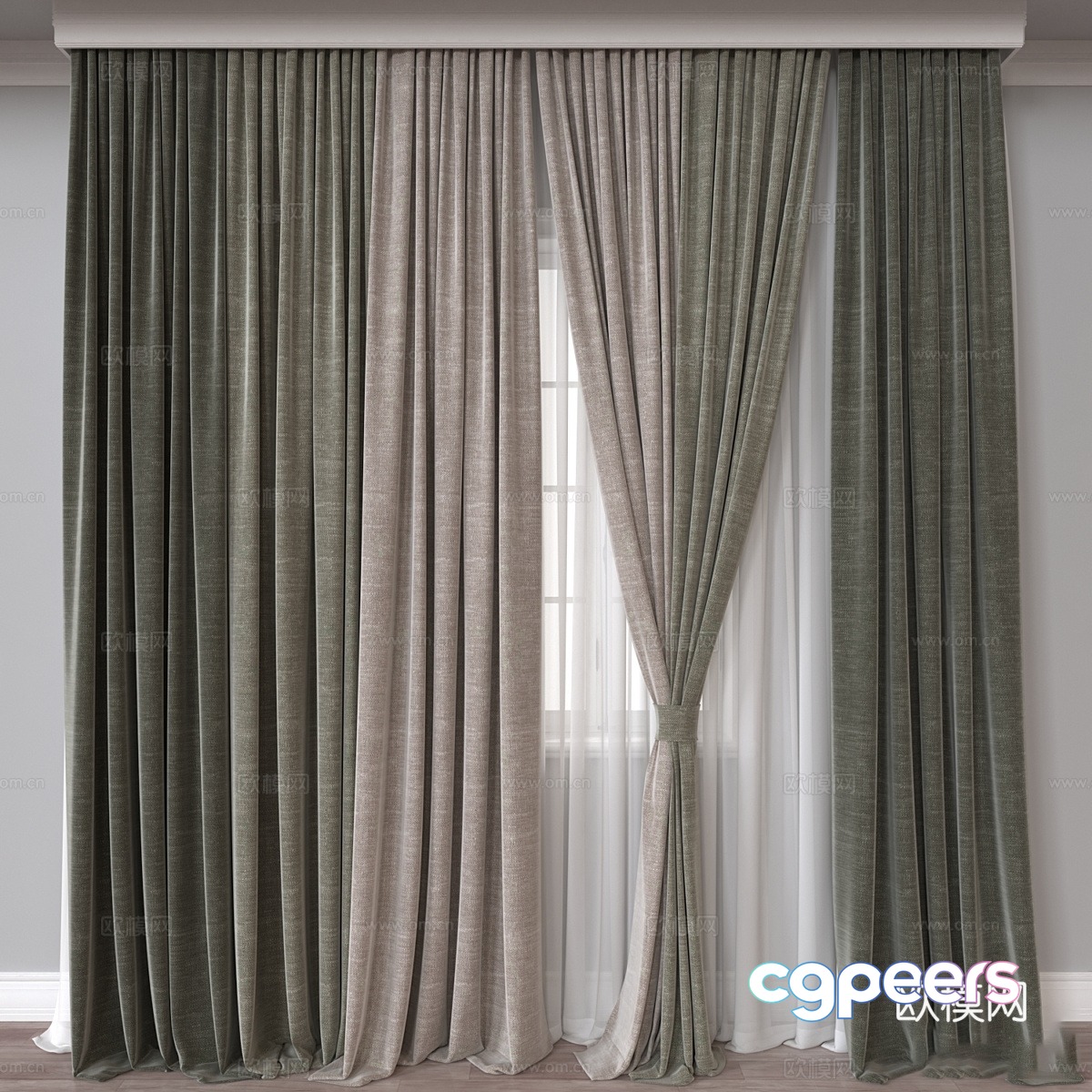 New Chinese style fabric curtain 3D model New Chinese style fabric curtain 3D model