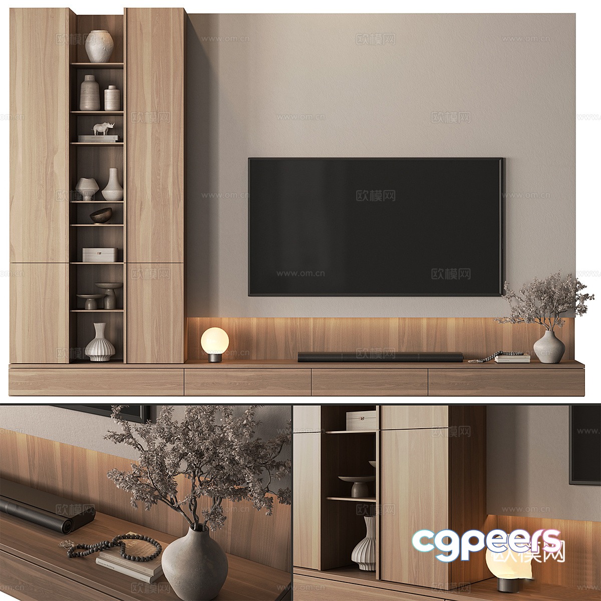 Modern Italian minimalist TV background wall 3d model Modern Italian minimalist TV background wall 3d model