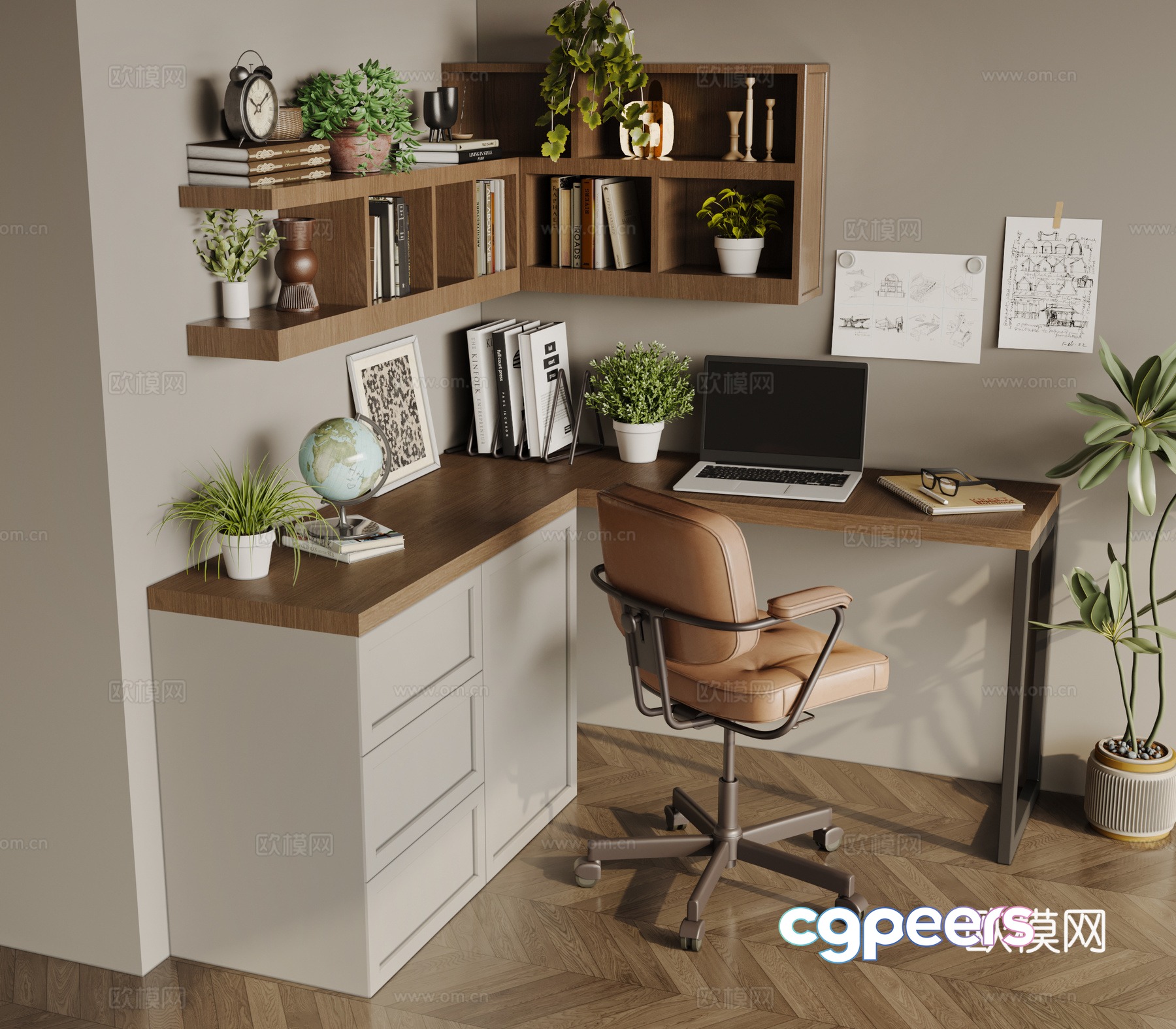 Modern study 3d model Modern study 3d model