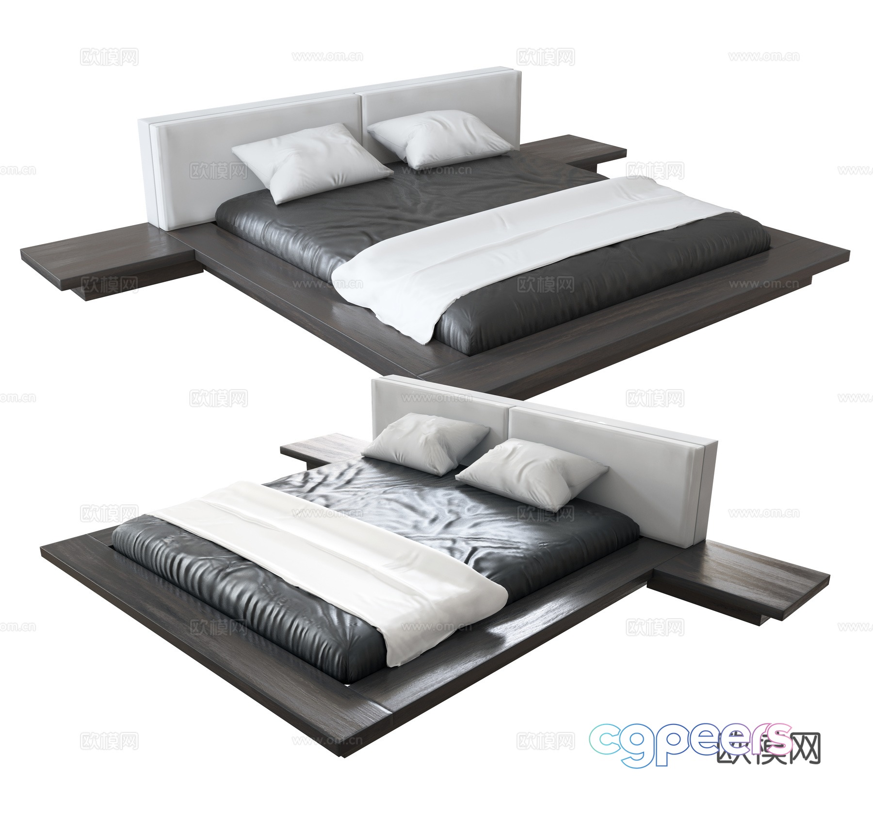 Modern double bed 3d model Modern double bed 3d model