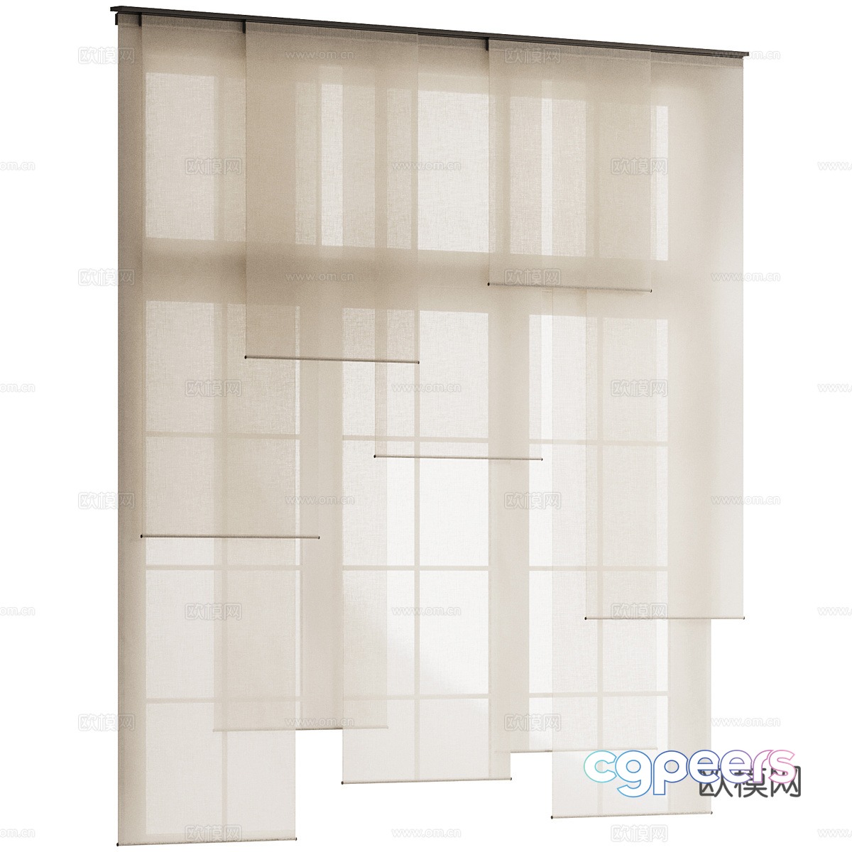 New Chinese style fabric roller blinds gauze curtains curtains 3D model New Chinese style fabric roller blinds gauze curtains curtains 3D model