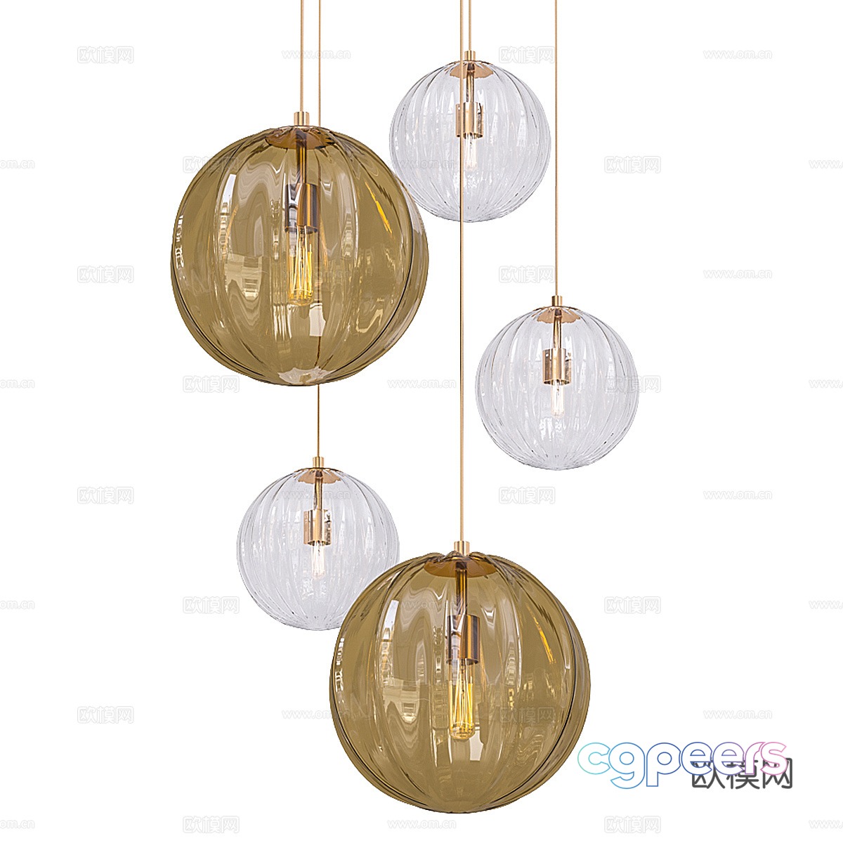 Modern light luxury spherical glass decorative chandelier 3d model Modern light luxury spherical glass decorative chandelier 3d model