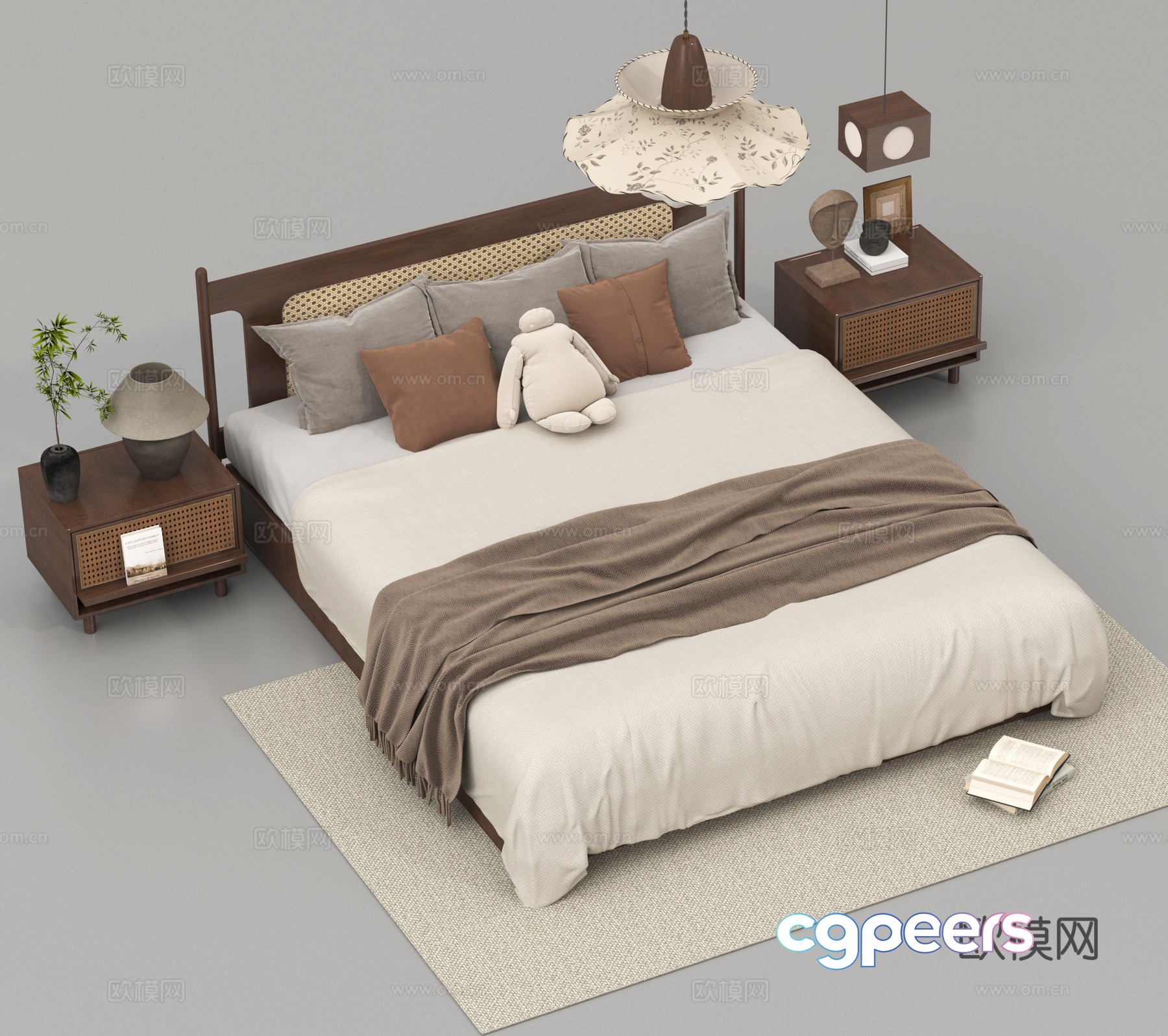 Double bed bedding bedside table lamp 3d model Double bed bedding bedside table lamp 3d model