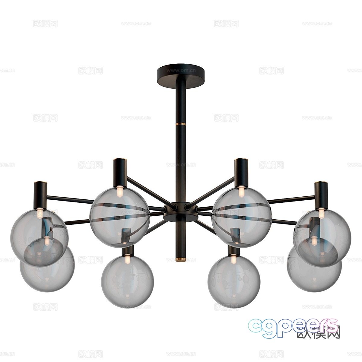 Modern light luxury metallic glass decorative chandelier 3d model Modern light luxury metallic glass decorative chandelier 3d model