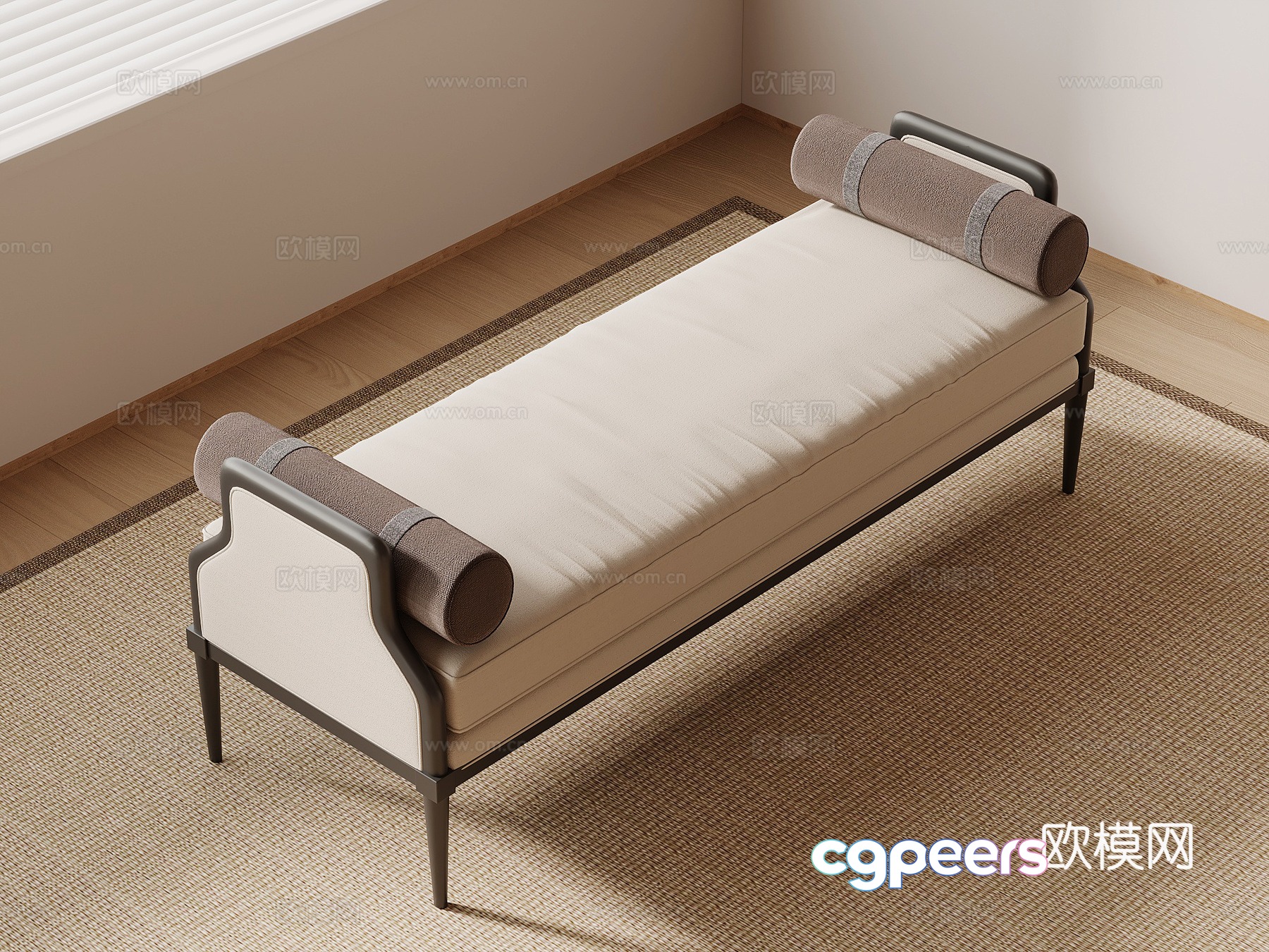 Bed tail stool New Chinese style bed stool 3D model Bed tail stool New Chinese style bed stool 3D model