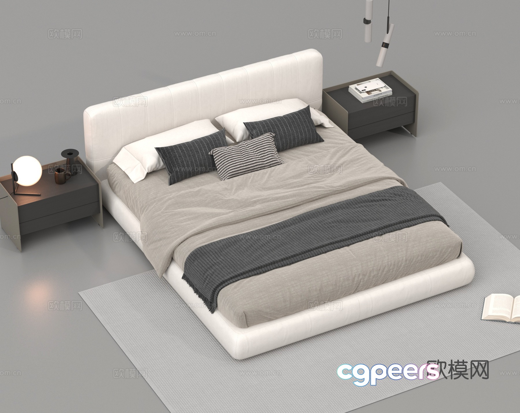 Double bed nightstand 3d model Double bed nightstand 3d model