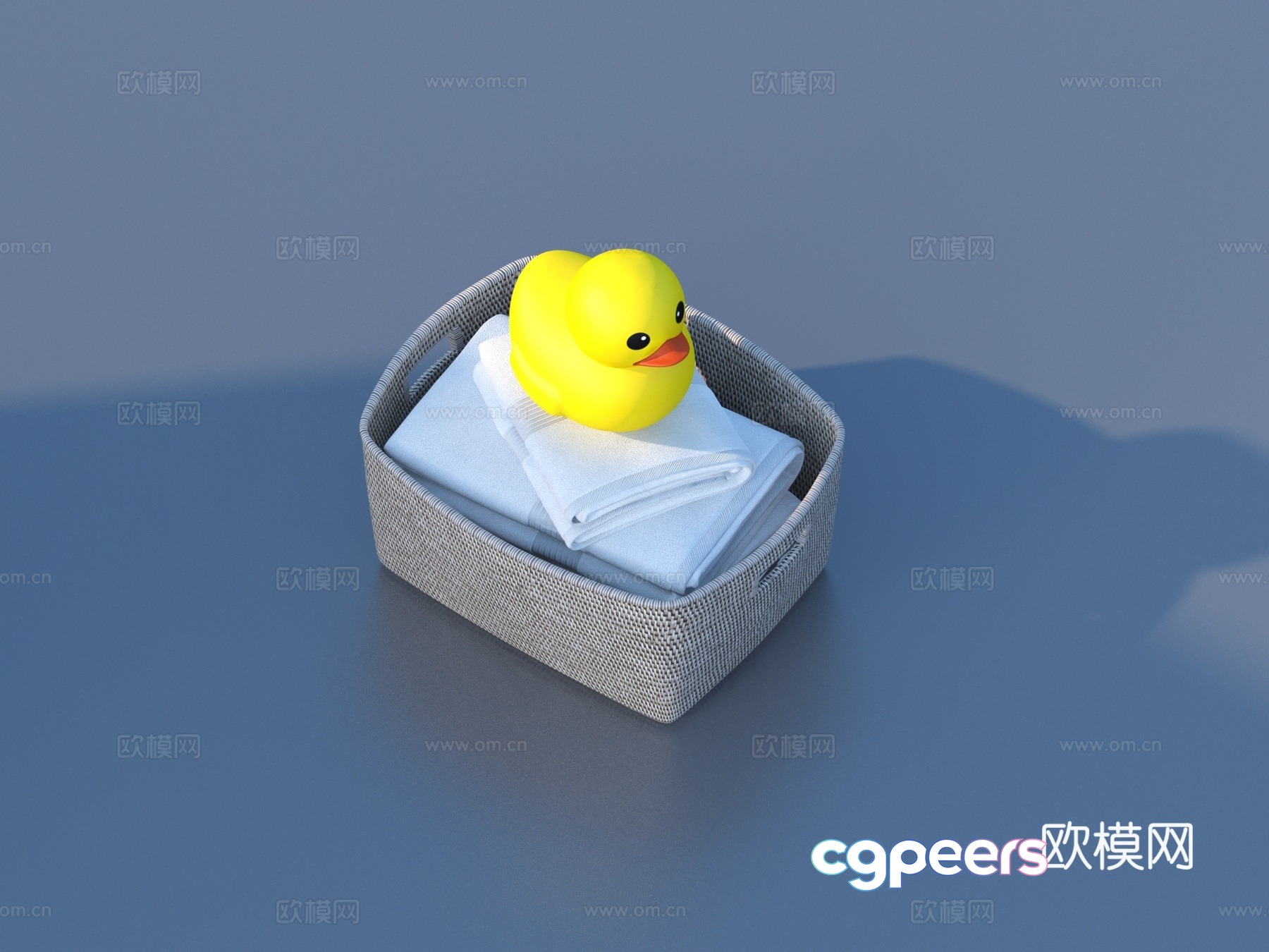 Storage basket towel little yellow duck 3d model Storage basket towel little yellow duck 3d model