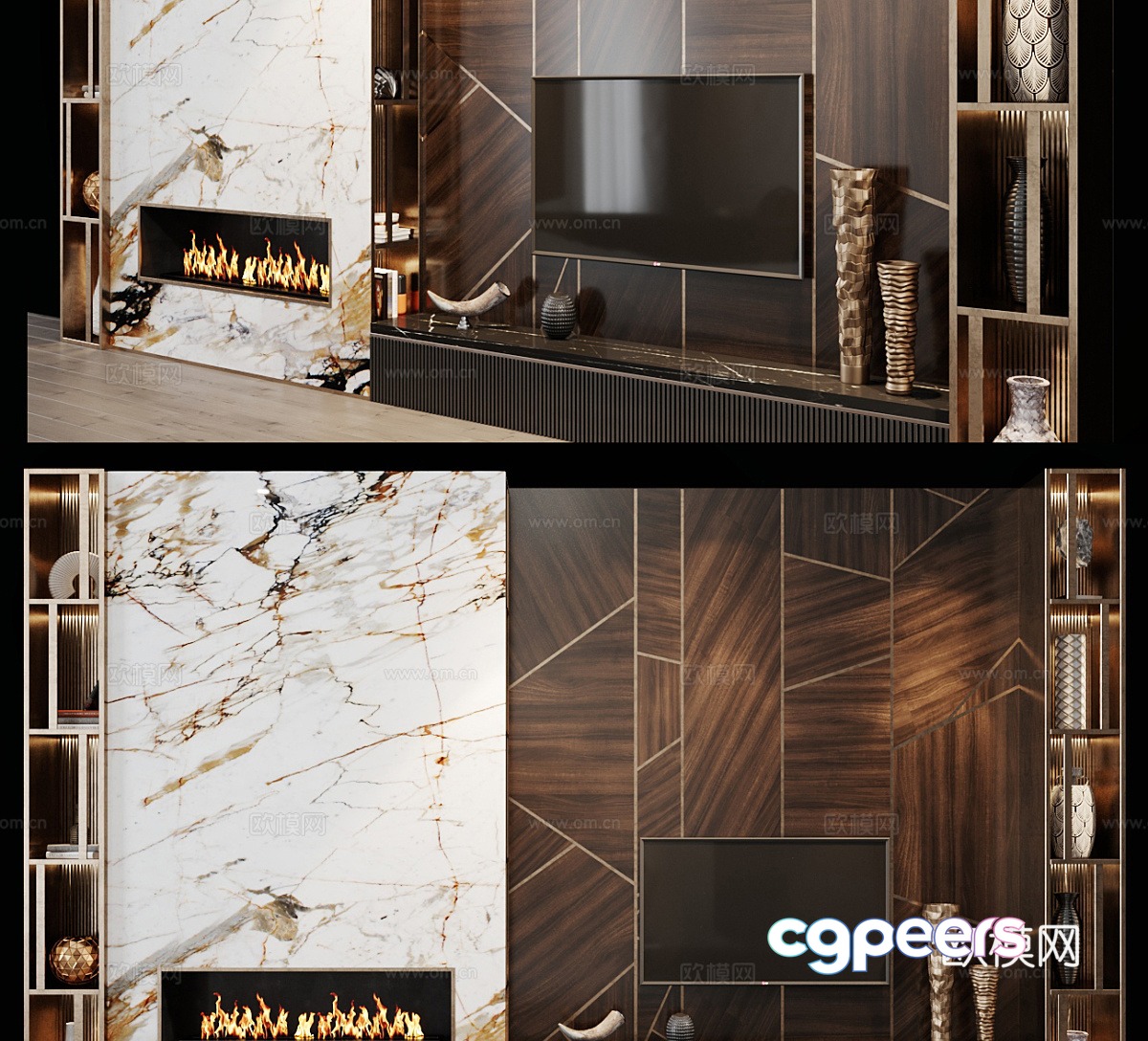 Light luxury background wall TV background wall TV background cabinet 3d model Light luxury background wall TV background wall TV background cabinet 3d model
