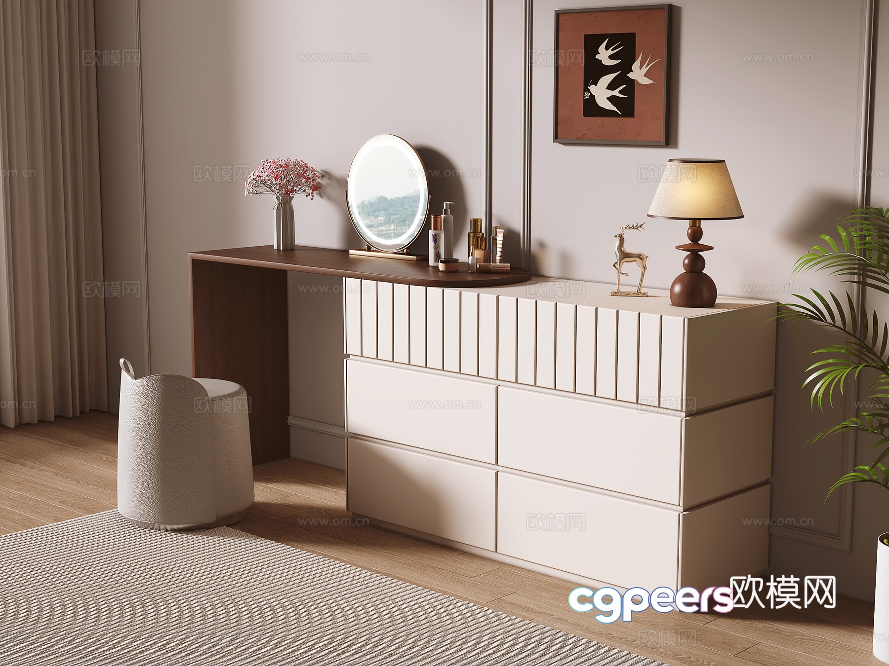 Medium style dressing table 3D model Medium style dressing table 3D model