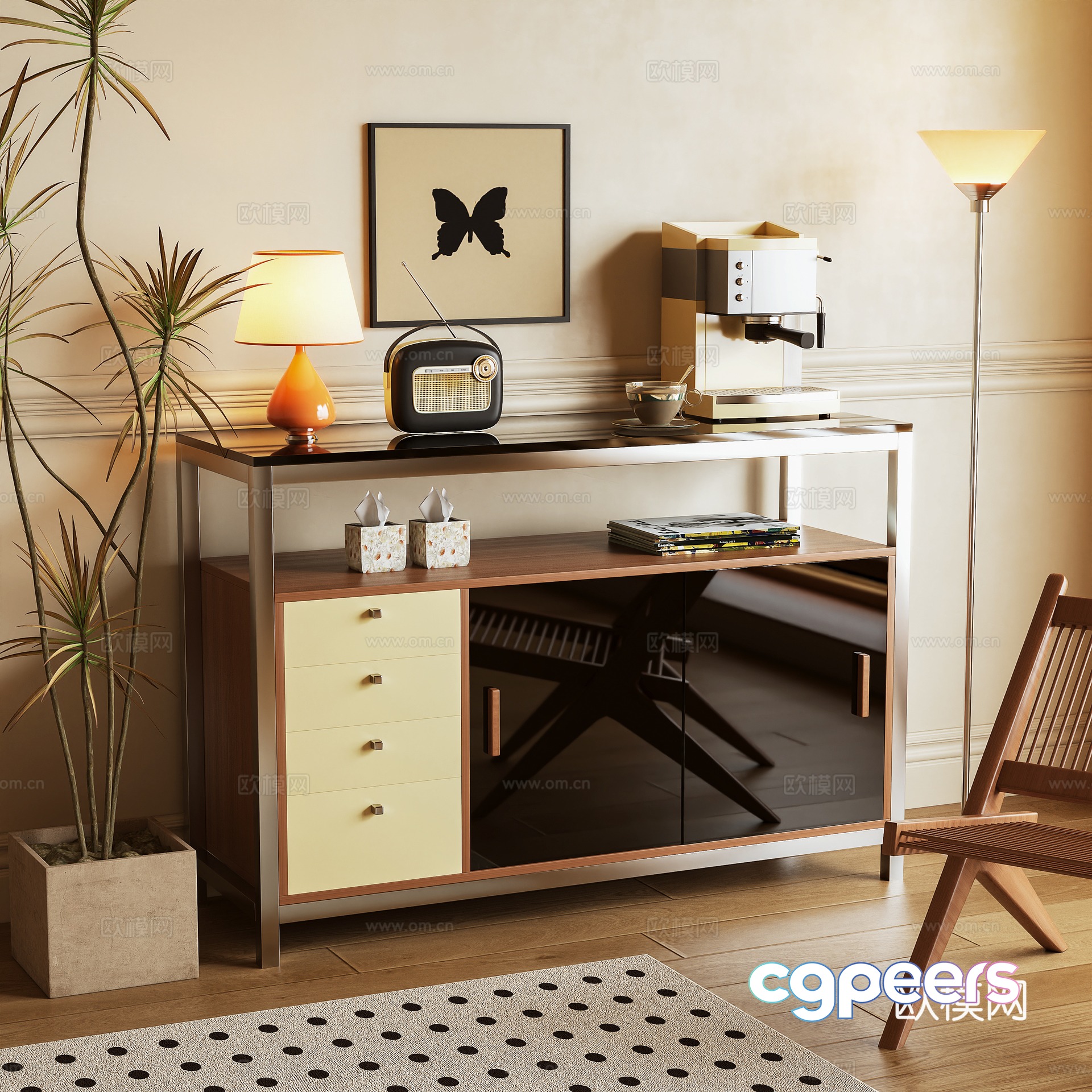 Middle-aged sideboard sideboard storage cabinet 3d model Middle-aged sideboard sideboard storage cabinet 3d model