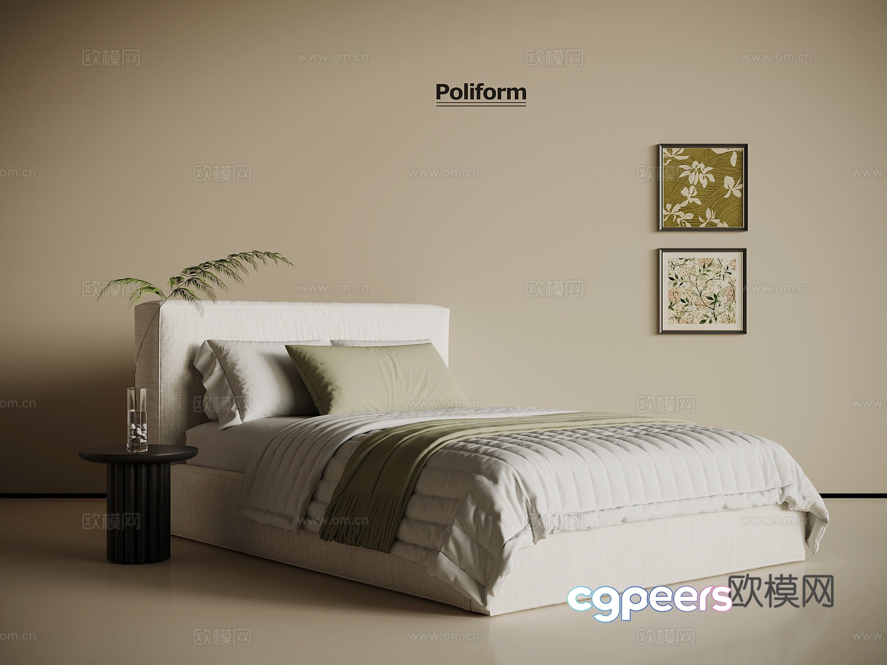 Modern single bed 3d model Modern single bed 3d model