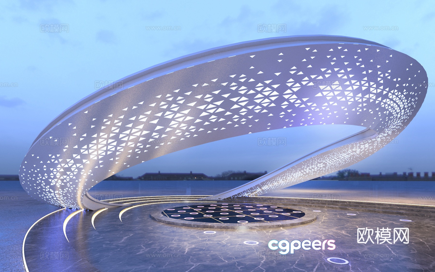 Park structure luminous corridor frame arc-shaped sculpture sketch matrix perforated plate light sinking 3D model Park structure luminous corridor frame arc-shaped sculpture sketch matrix perforated plate light sinking 3D model
